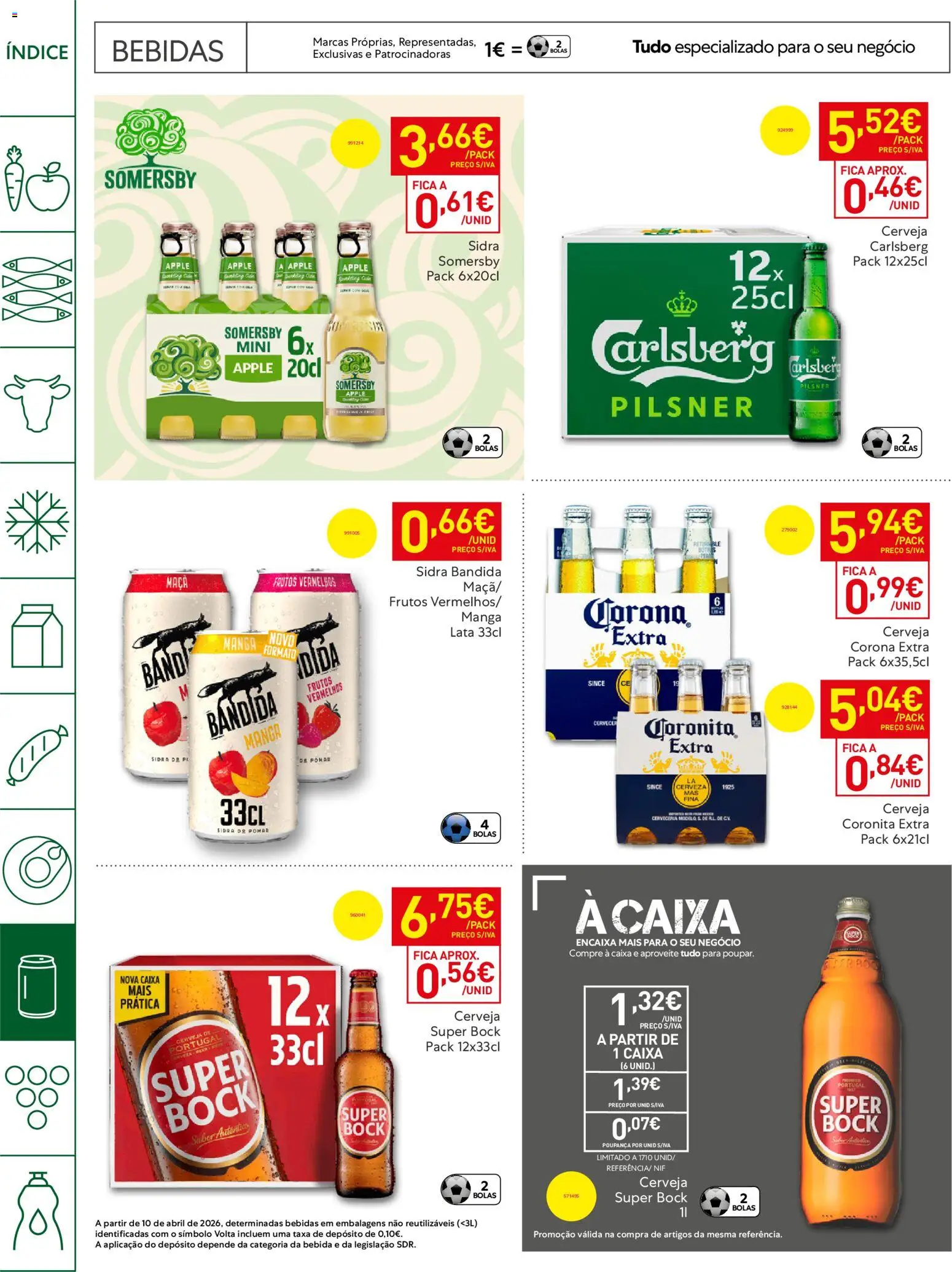 Recheio Horeca │ válido de 21.04.2026 | Página: 26 | Produtos: Super bock, Caixa, Maça, Cerveja