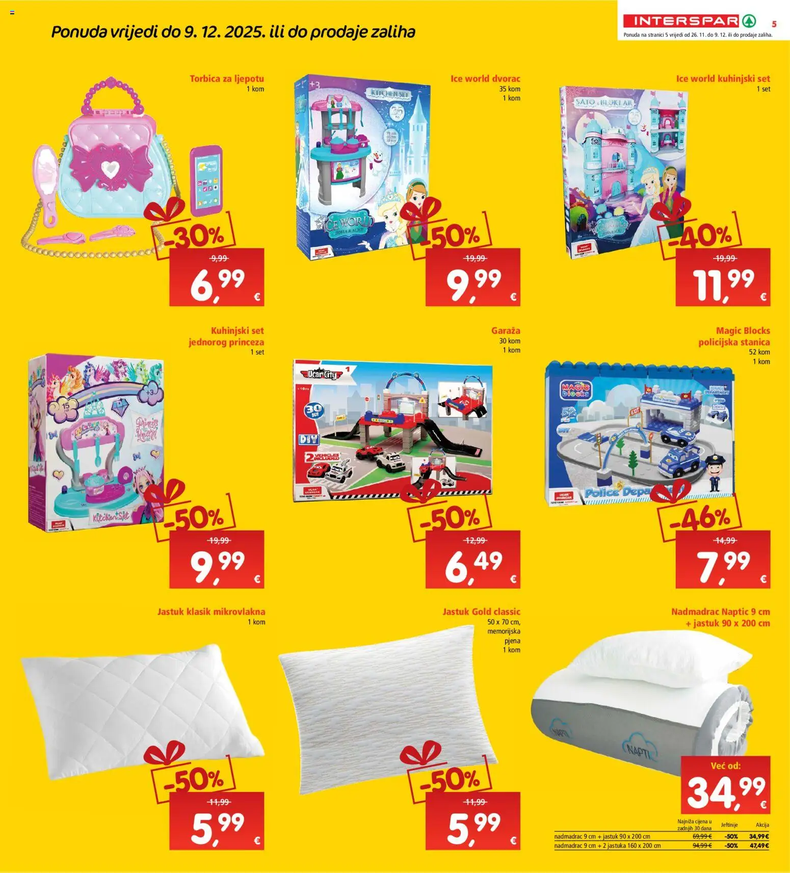 Interspar katalog | vrijedi od 26.11.2025 | Stranica: 5 | Proizvodi: Jastuk, Nadmadrac, Torbica