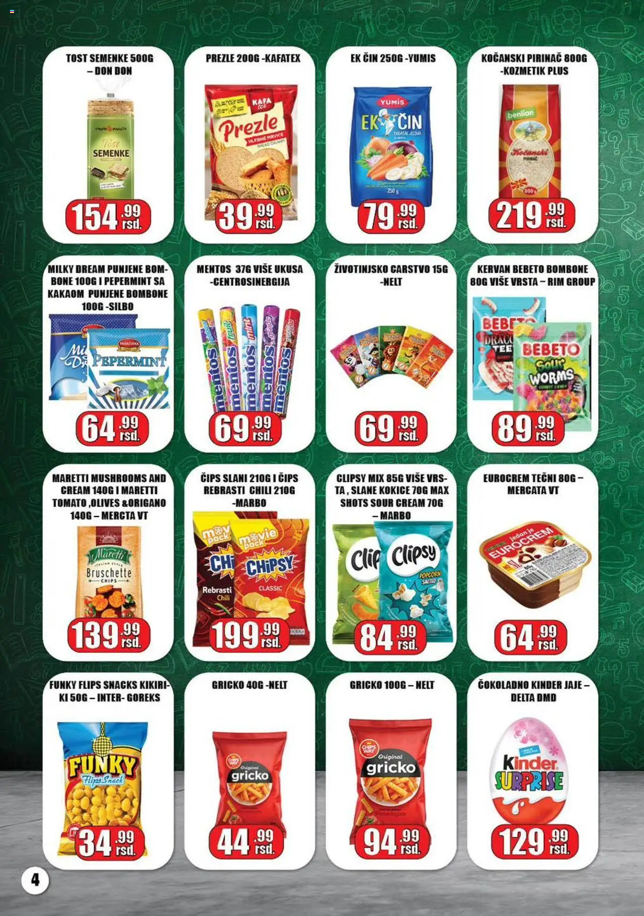 Gala MARKET katalog - važi od 05.09.2025 | Strana: 4 | Proizvode: Bombone, Čips, Eurocrem, Pirinač