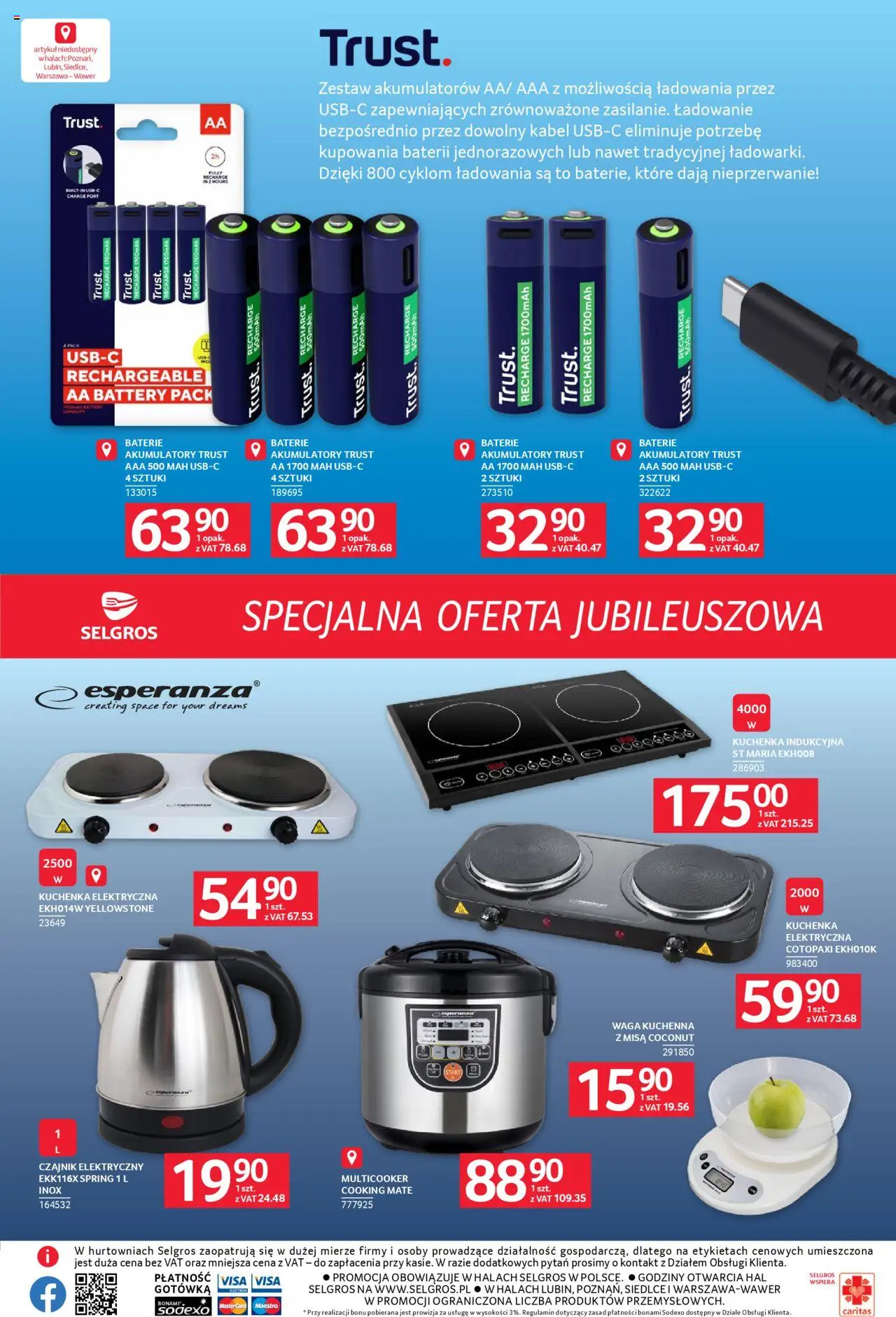 Selgros cash&carry Gazetka - Specjalna oferta jubileuszowa od 14.08.2025 | Strona: 10 | Produkty: Kabel, Kuchenka, Czajnik, Baterie
