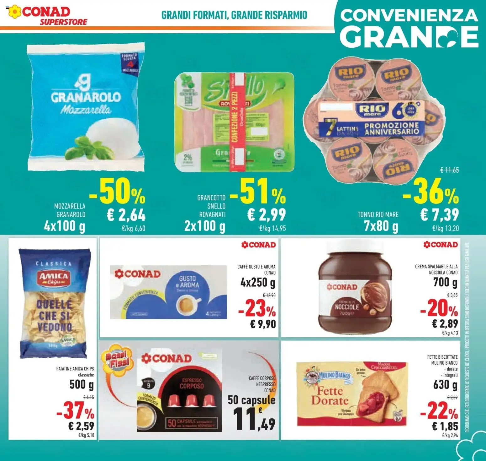 Volantino Conad del 14.01.2026 | Pagina: 3 | Prodotti: Crema, Caffè, Mozzarella, Fette biscottate