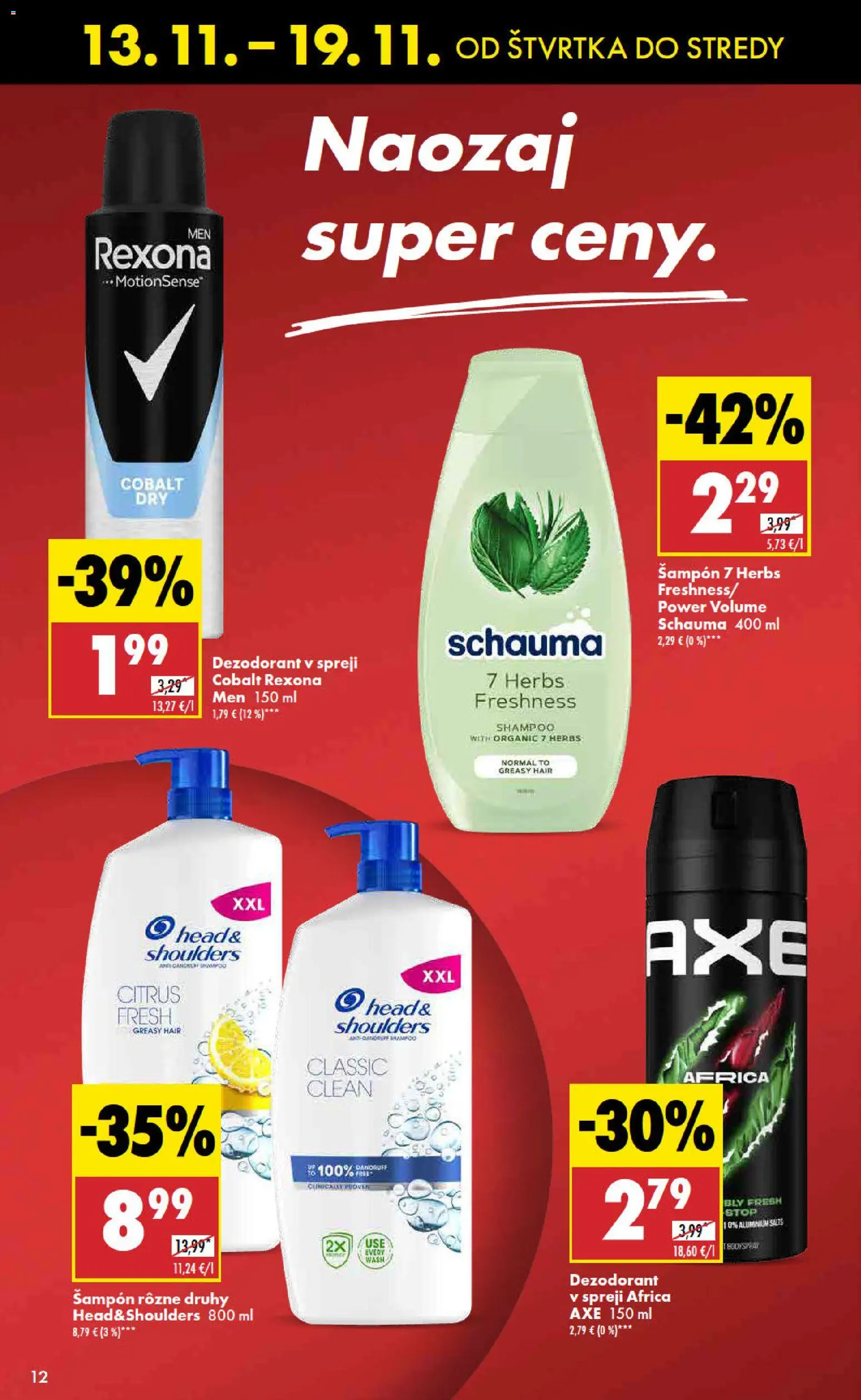 Nové Biedronka akcie – leták je platný od 13.11.2025 | Strana: 12 | Produkty: Šampón, Dezodorant, Head & Shoulders