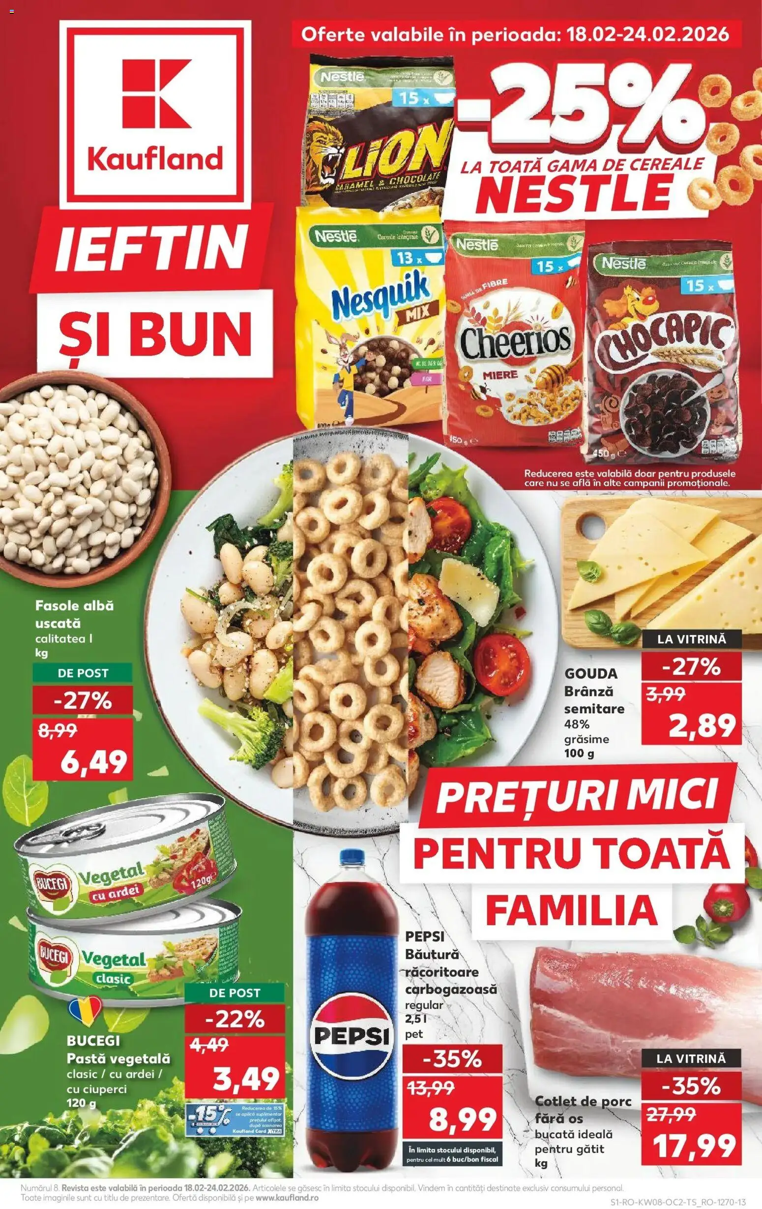 Noul catalog Kaufland – valabil de la 18.02.2026 | Pagină: 1 | Produse: Ardei, Brânză, Fasole albă, Gouda