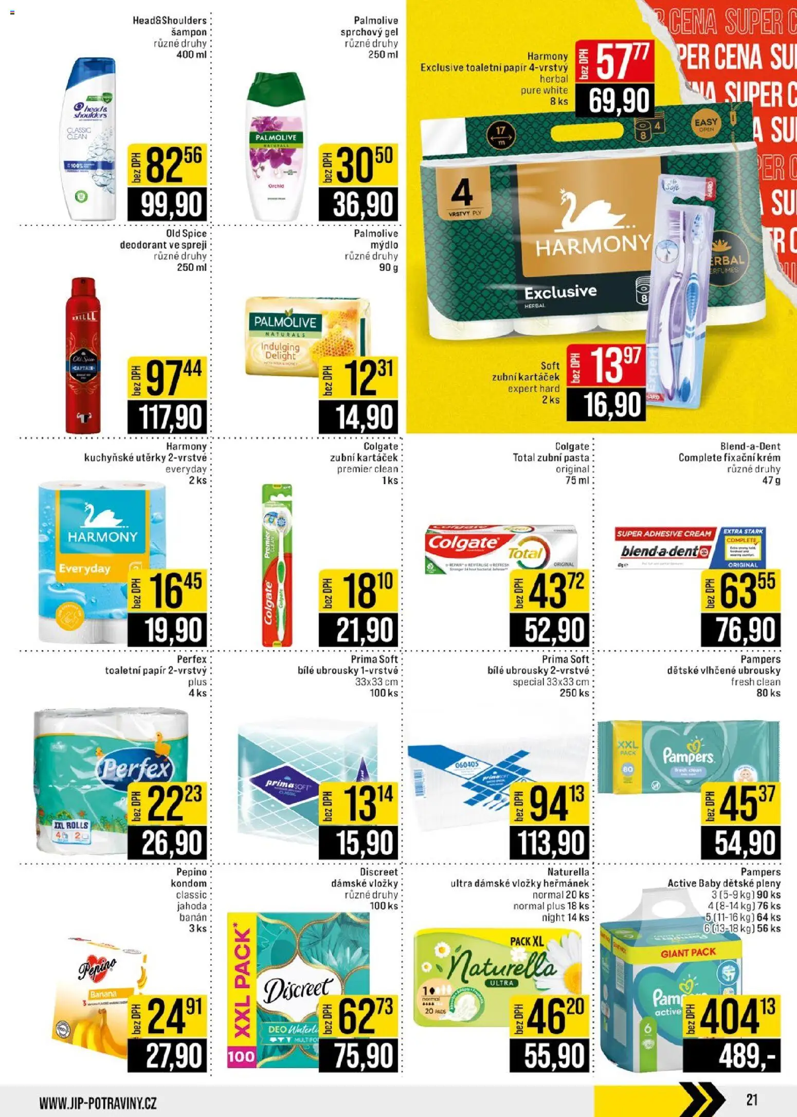 Jip leták - Cash & Carry od 29.10.2025 | Strana: 21 | Produkty: Vlhčené ubrousky, Ubrousky, Pampers, Šampon