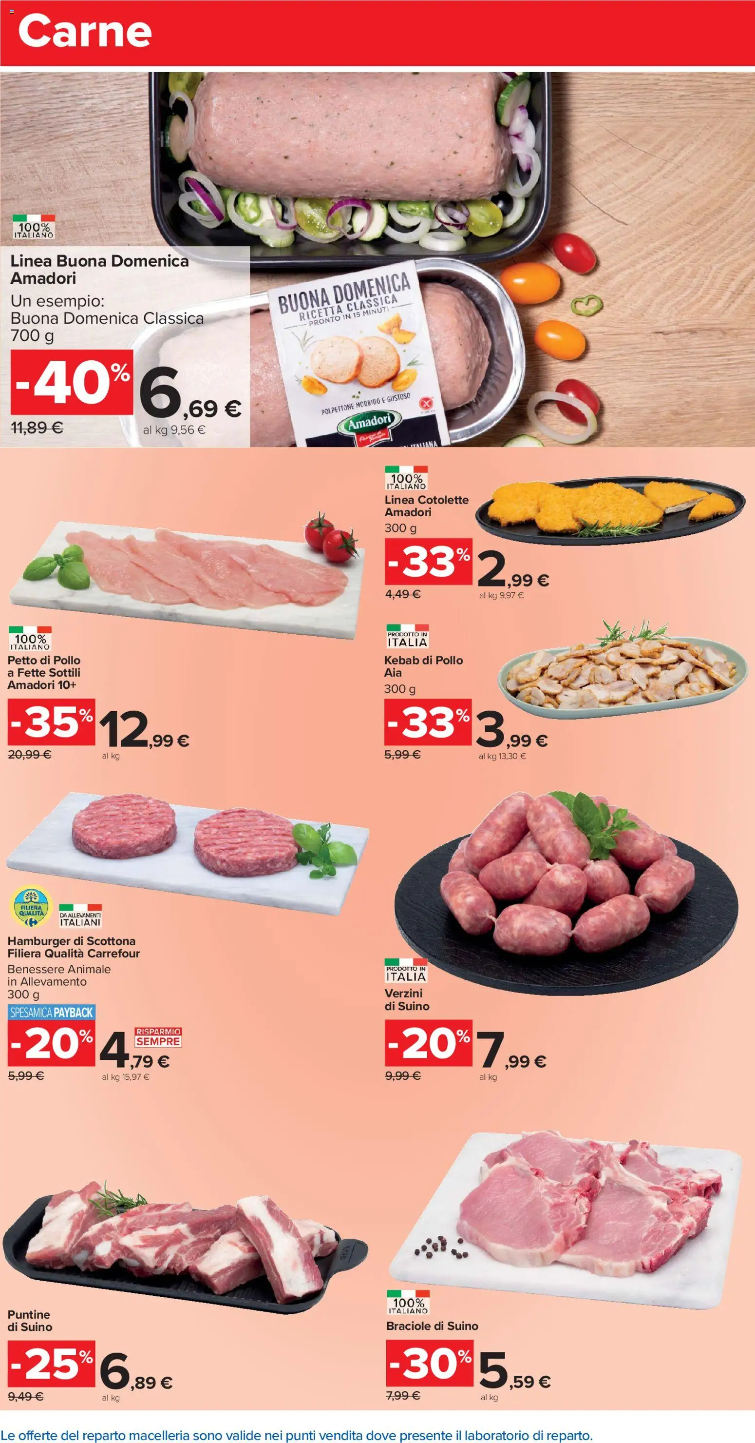 Volantino Carrefour del 04.11.2025 | Pagina: 4 | Prodotti: Petto di Pollo, Pollo, Suino, Hamburger