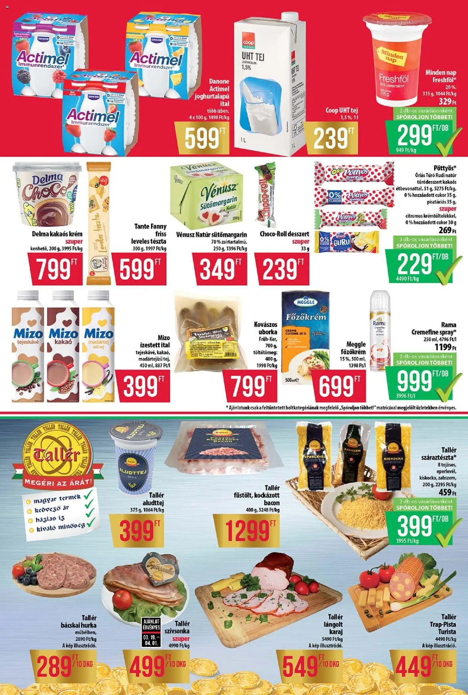 COOP akciós ujság - amely érvényes a következő dátumtól: 19.03.2026 | Oldal: 2 | Termékek: Actimel, Rama, Aludttej, Szívsonka