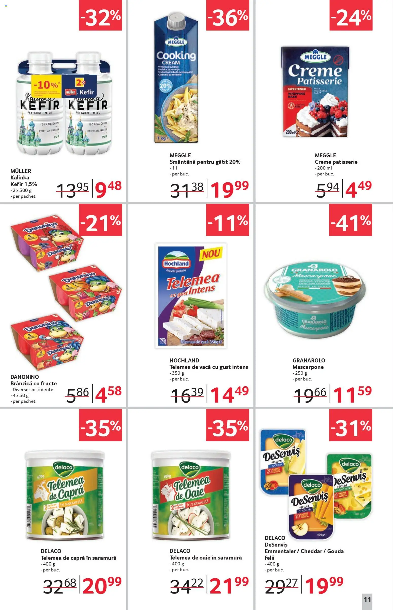 Noul catalog Selgros – valabil de la 31.10.2025 | Pagină: 11 | Produse: Brânzică cu fructe, Kefir, Mascarpone, Fructe