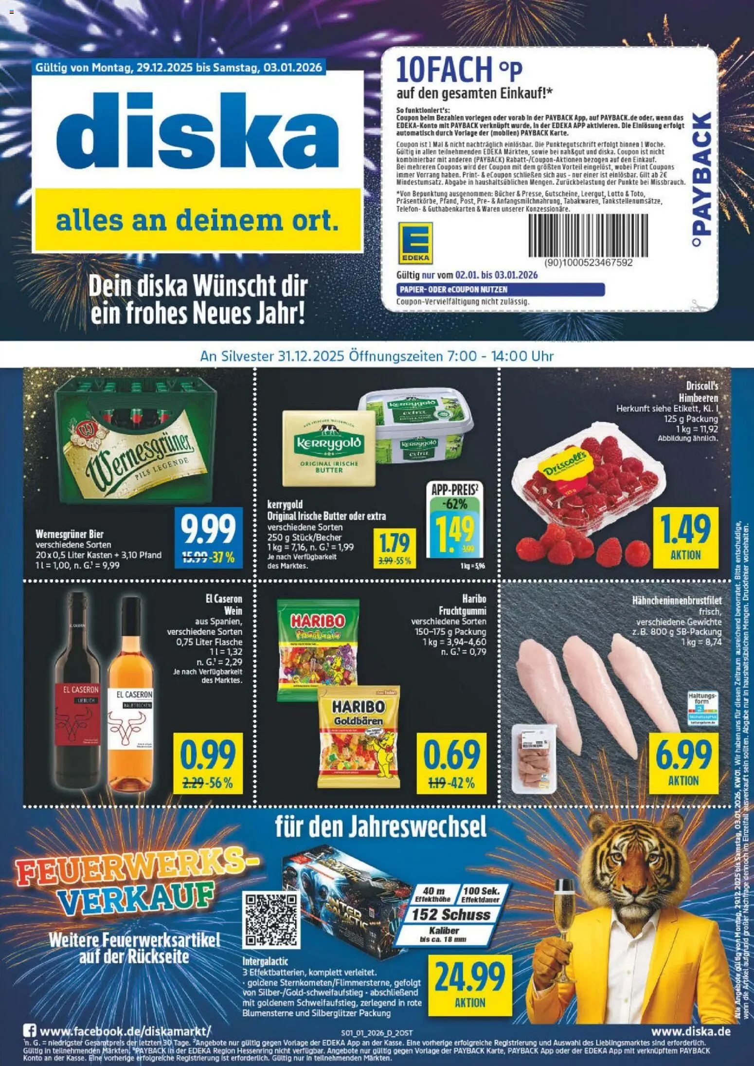 Diska - Diska Angebote Sachsen-Thüringen KW01 – gültig ab 29.12.2025 | Seite: 1 | Produkte: Himbeeren, Butter, Wernesgruner, Telefon