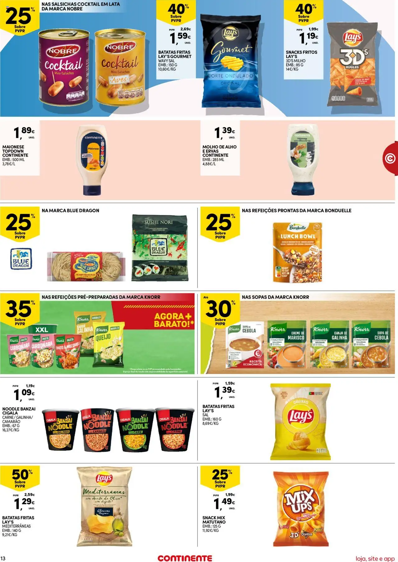 Continente Semanal Continente Bom Dia │ válido de 09.09.2025 | Página: 13 | Produtos: Knorr, Cebola, Creme, Milho