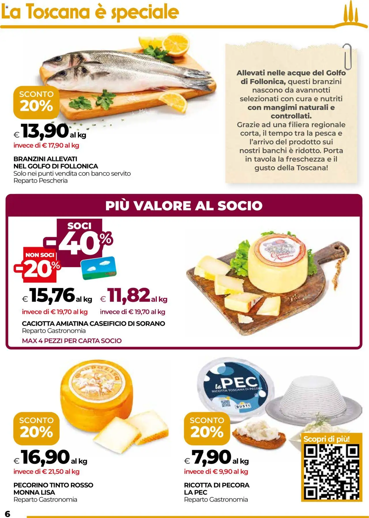 Volantino COOP del 22.05.2025 | Pagina: 6 | Prodotti: Pesca, Ricotta, Pecorino