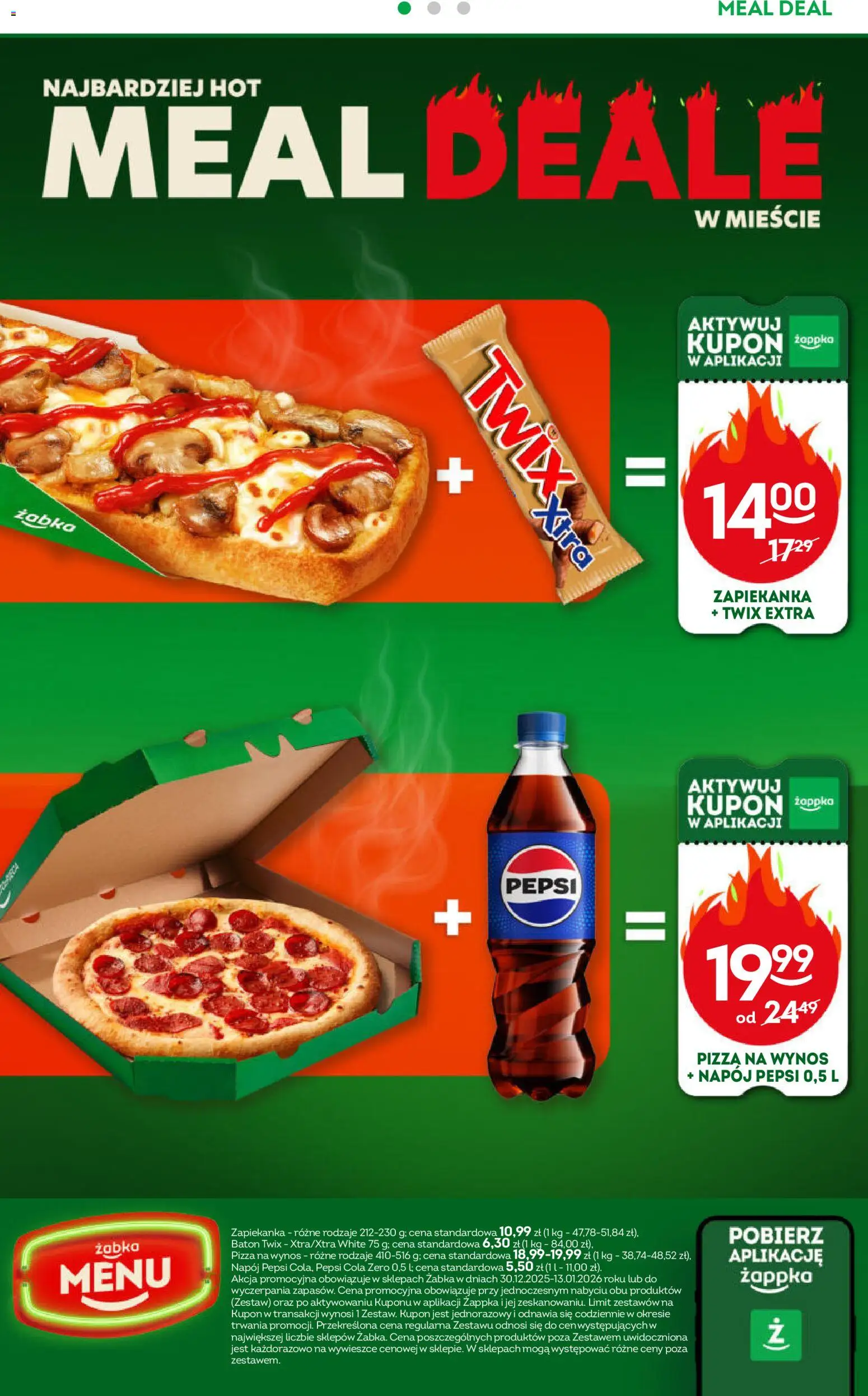 Żabka Gazetka od 30.12.2025 | Strona: 28 | Produkty: Zapiekanka, Pepsi, Baton, Pizza