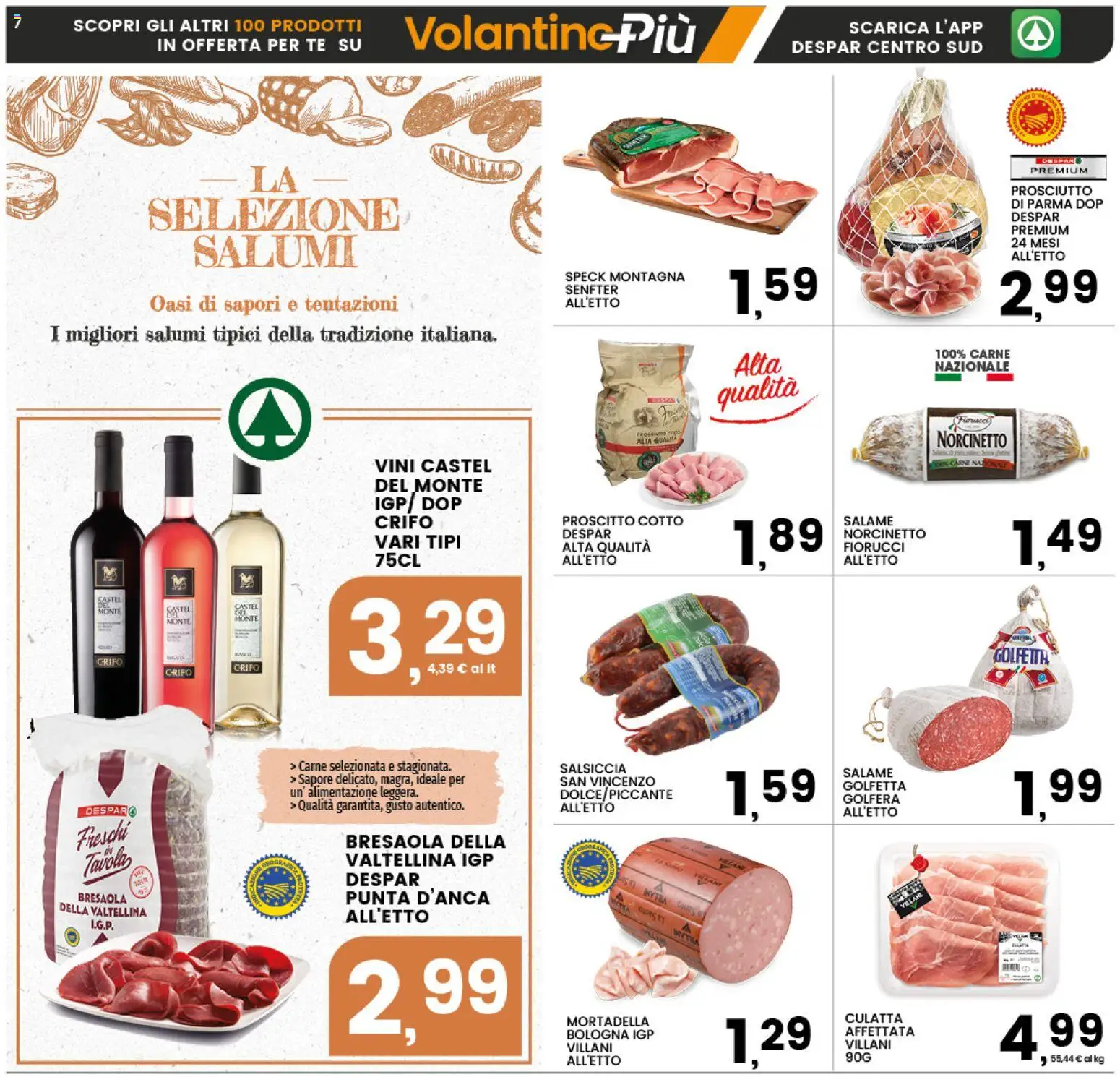 Volantino Interspar del 29.01.2026 | Pagina: 7 | Prodotti: Speck, Prosciutto di Parma, Tè, Salsiccia