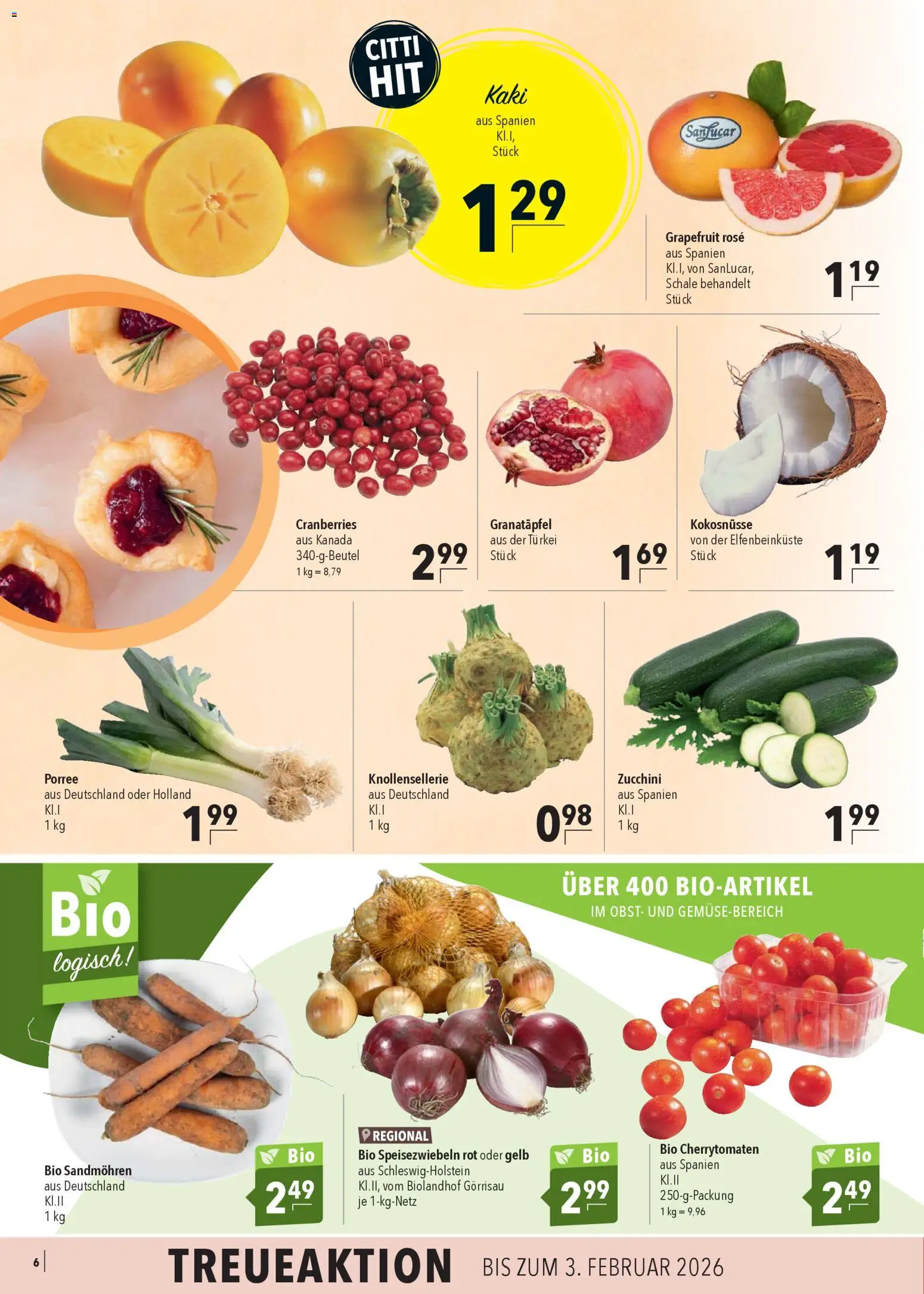 CITTI Markt Prospekt 	 – gültig ab 19.11.2025 | Seite: 6 | Produkte: Granatapfel, Obst, Kaki, Zucchini