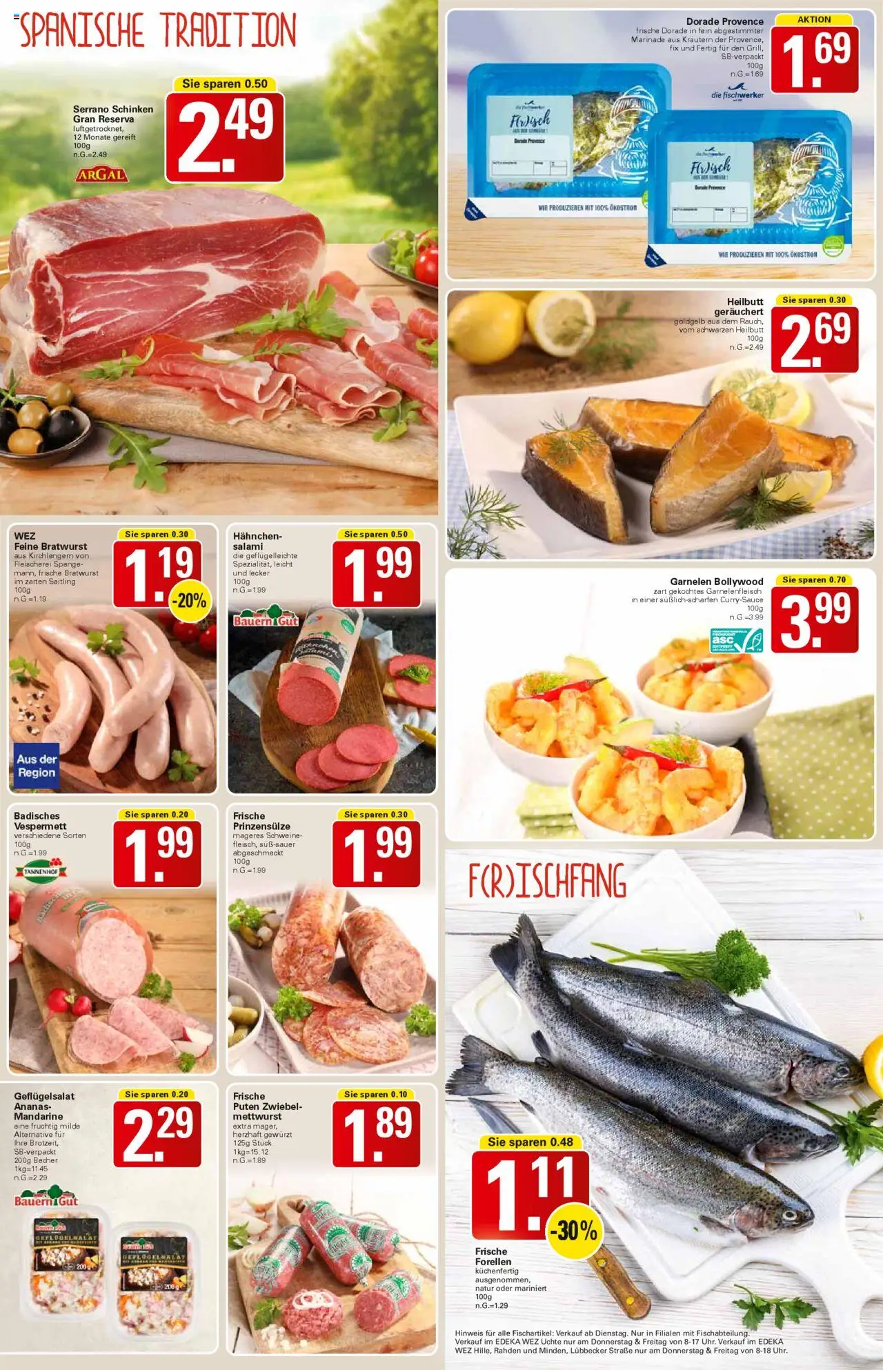 WEZ Prospekt - gültig ab dem 28.07.2025 | Seite: 7 | Produkte: Dorade, Hahnchen, Bratwurst, Garnelen