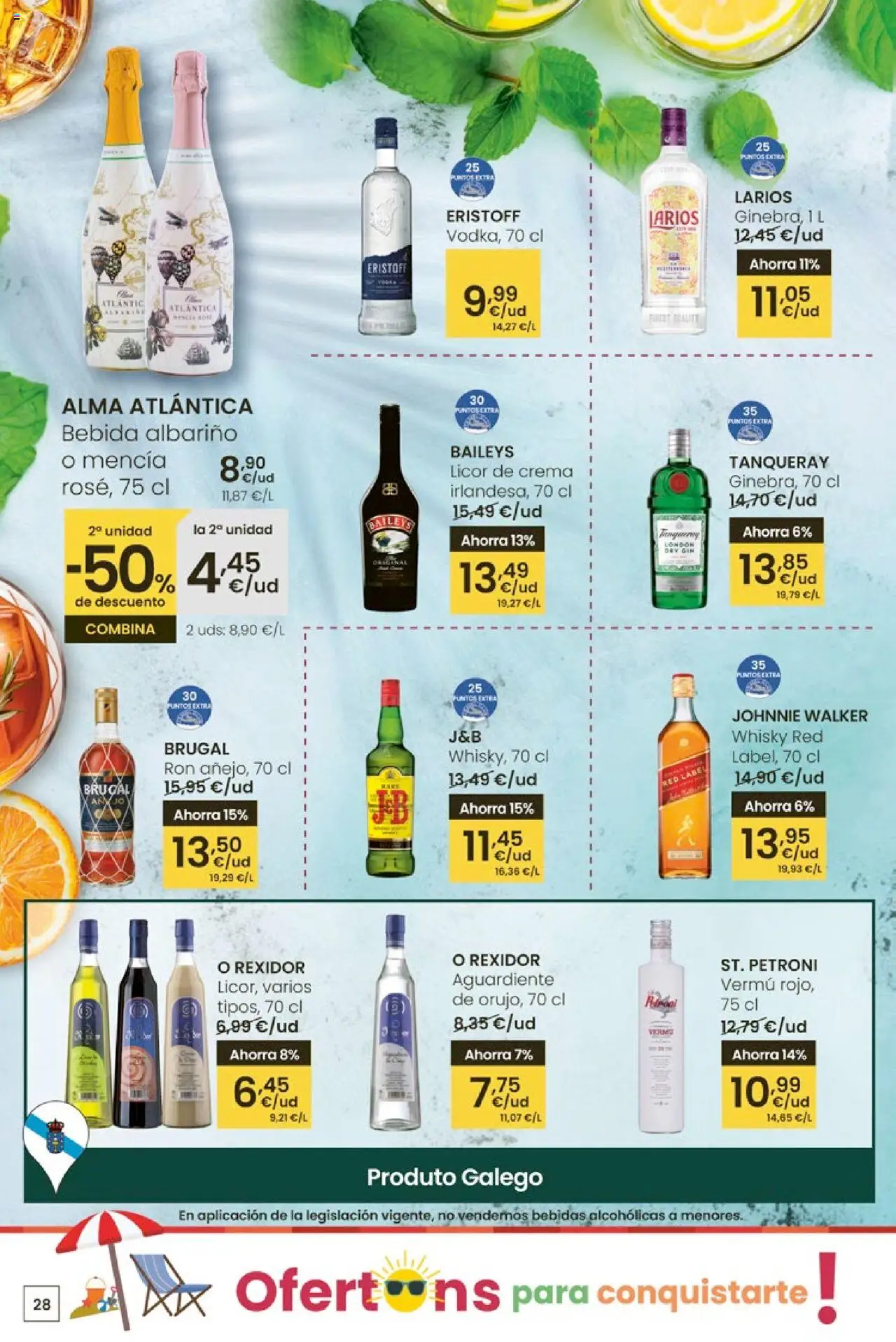 Eroski - Ofertons para conquistarte │ válido desde el 14.08.2025 | Página: 28 | Productos: Licor, Ron, Crema, Whisky