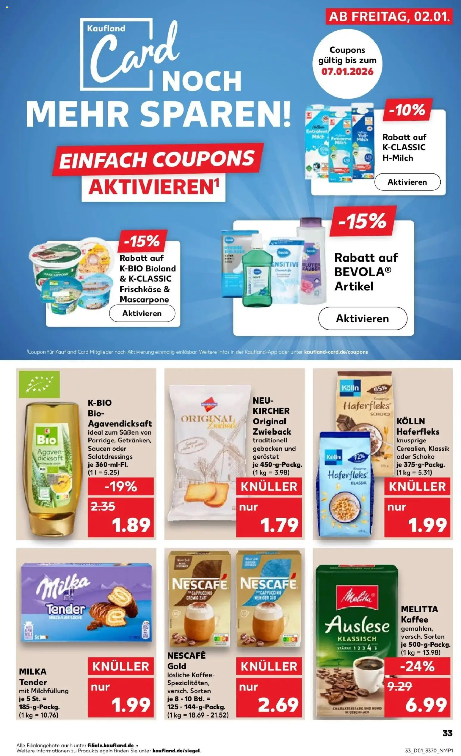 Kaufland prospekt Wittstock Dosse	 – gültig ab 05.01.2026 | Seite: 39 | Produkte: Melitta, Milka, Nescafe gold, Frischkase