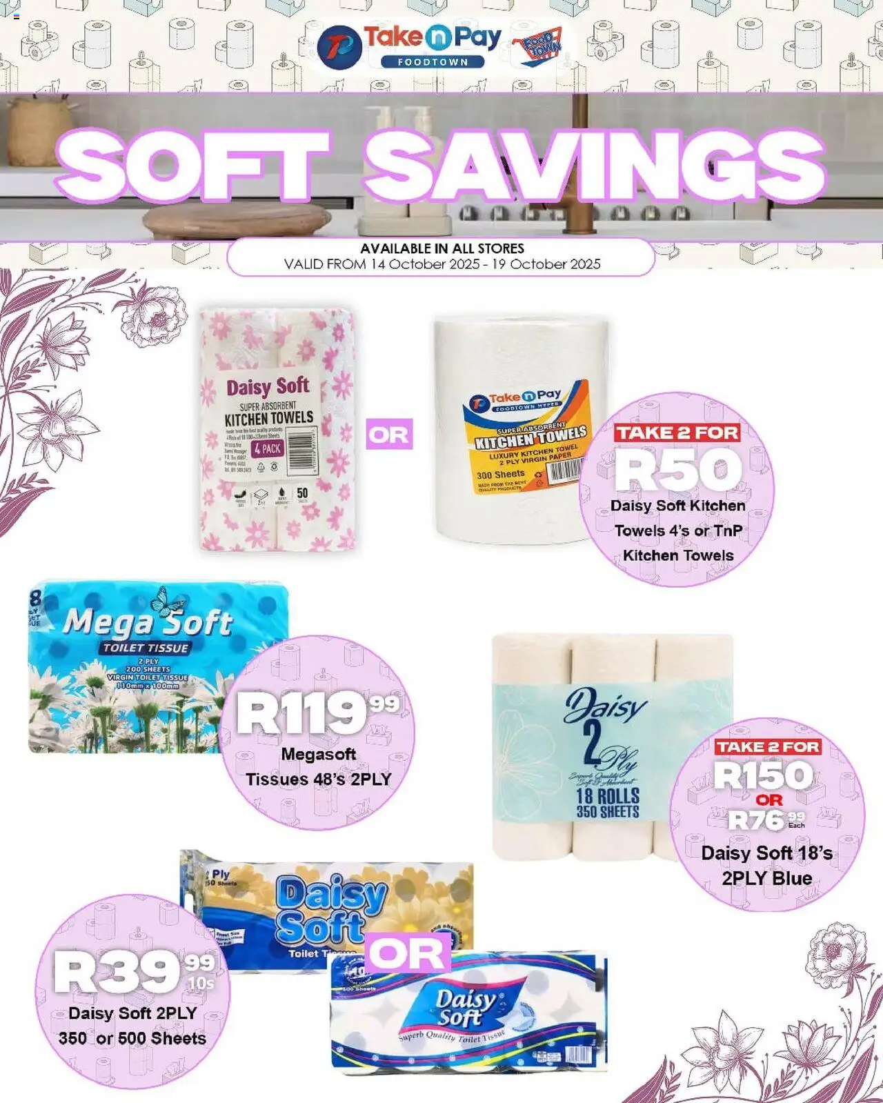 New Take n Pay catalogue – valid from 14.10.2025 | Page: 1 | Products: Toilet, Towel, Paper, Tissues