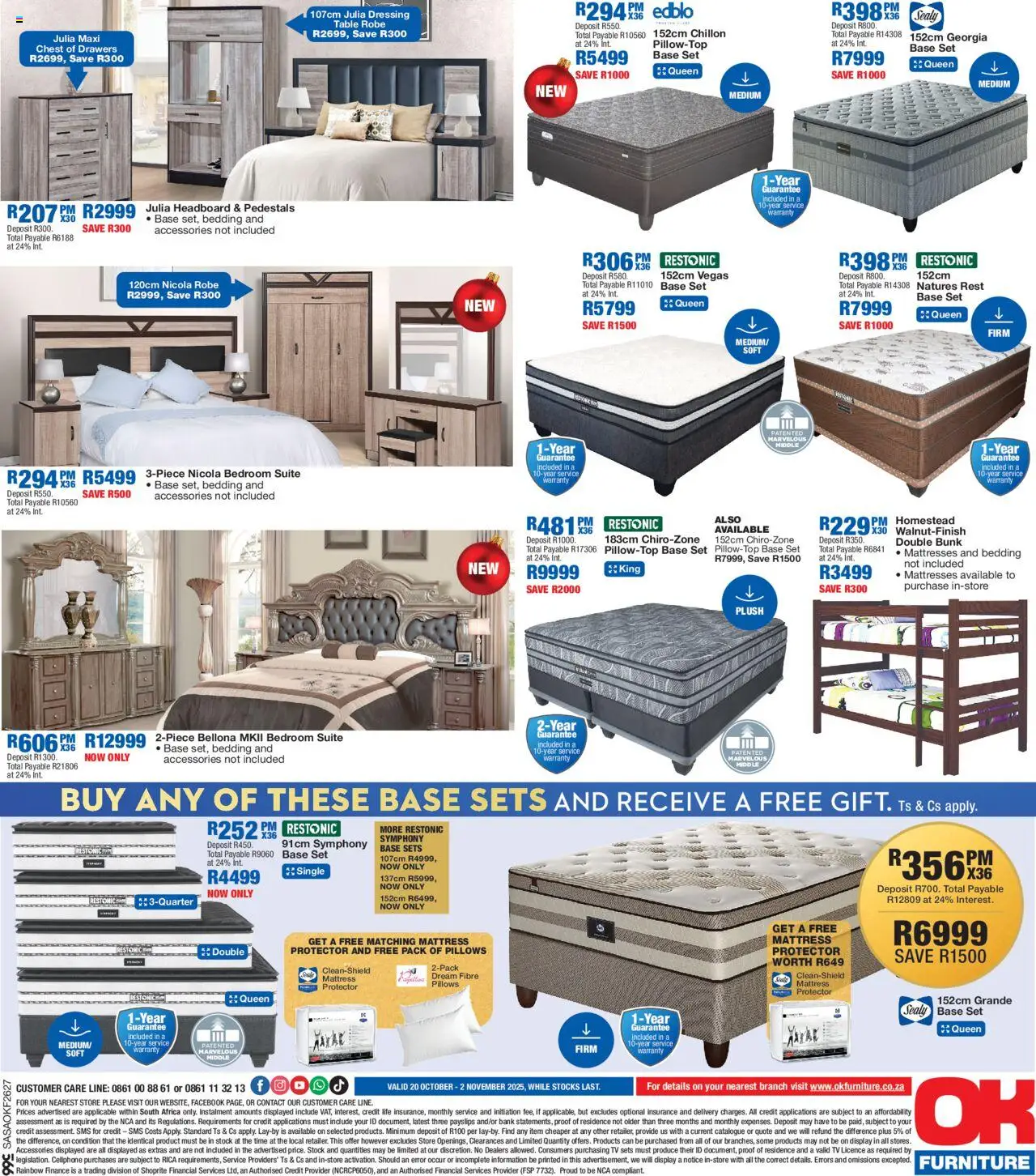 New OK Furniture catalogue – valid from 20.10.2025 | Page: 8 | Products: Headboard, Mattress, Chest of drawers, Stock