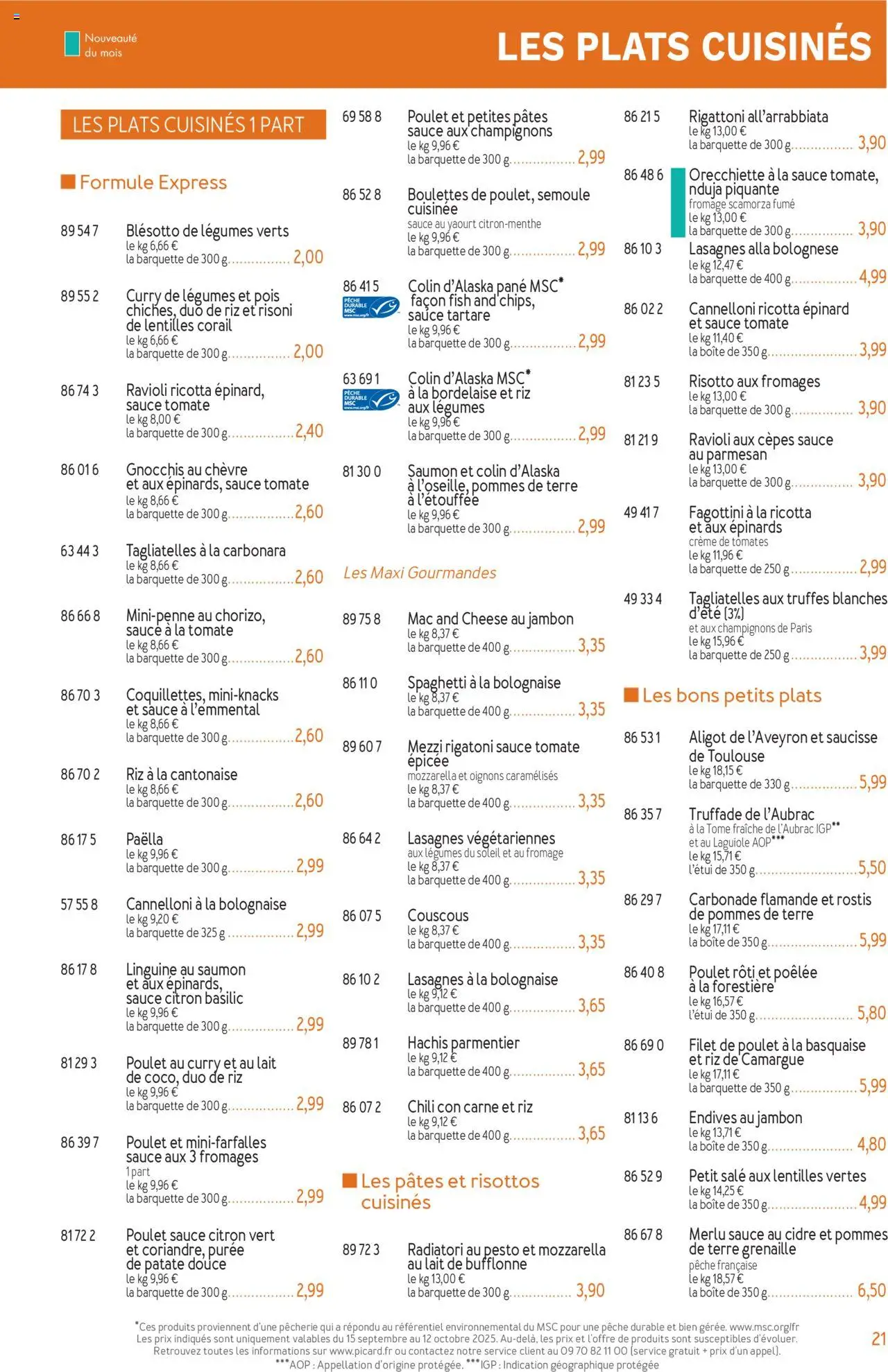 {H1} | Page: 21 | Produits: Pêche, Pomme, Lasagnes, Couscous