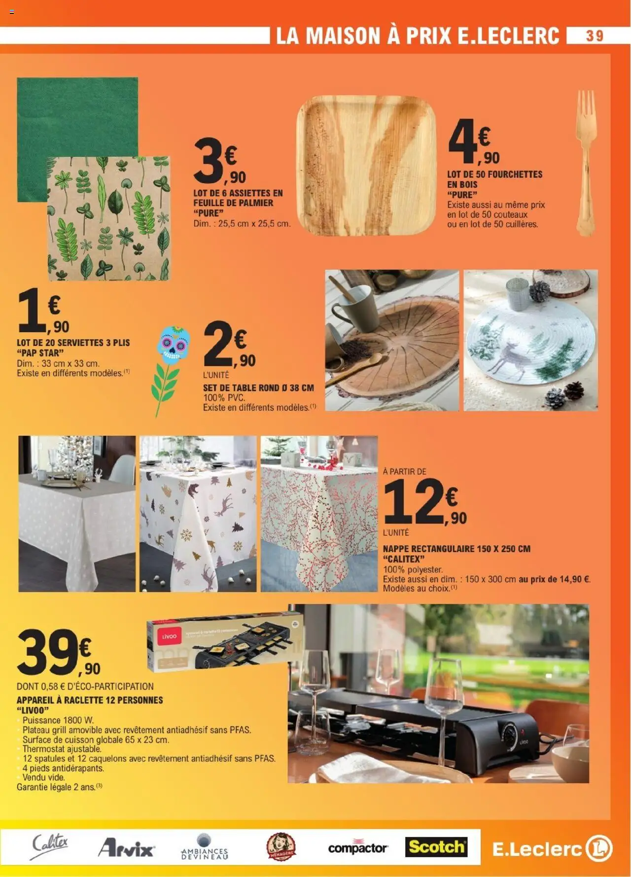 {H1} | Page: 39 | Produits: Fourchettes, Plateau, Nappe, Appareil à raclette