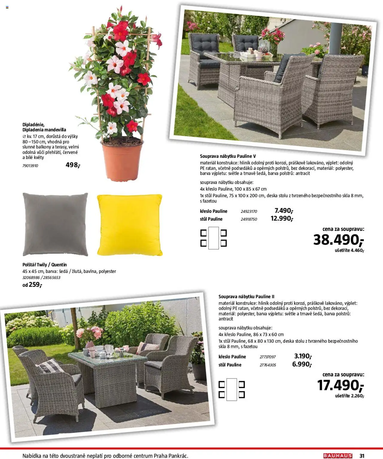 Bauhaus katalog Zahradní nábytek od 01.04.2025 | Strana: 31 | Produkty: Polštář, Křeslo, Stůl