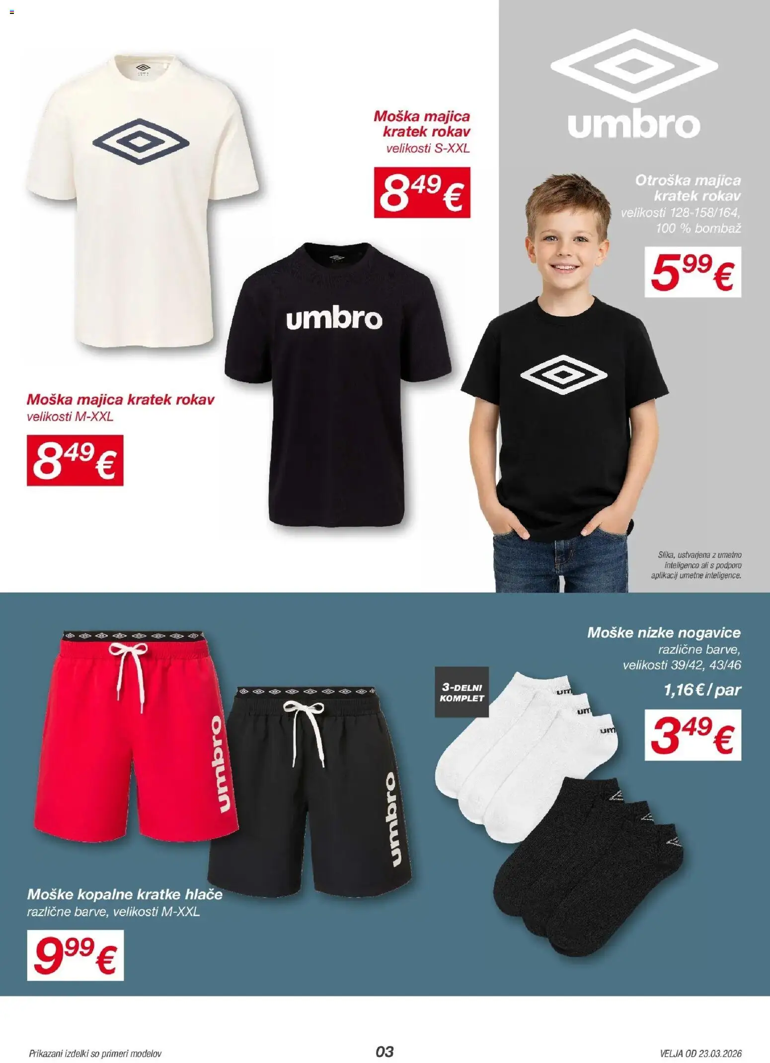 Novi Kik katalog ponudbe – veljaven od 19.03.2026 | Stran: 3 | Izdelki: Majica, Hlace, Kratke hlace, Nogavice