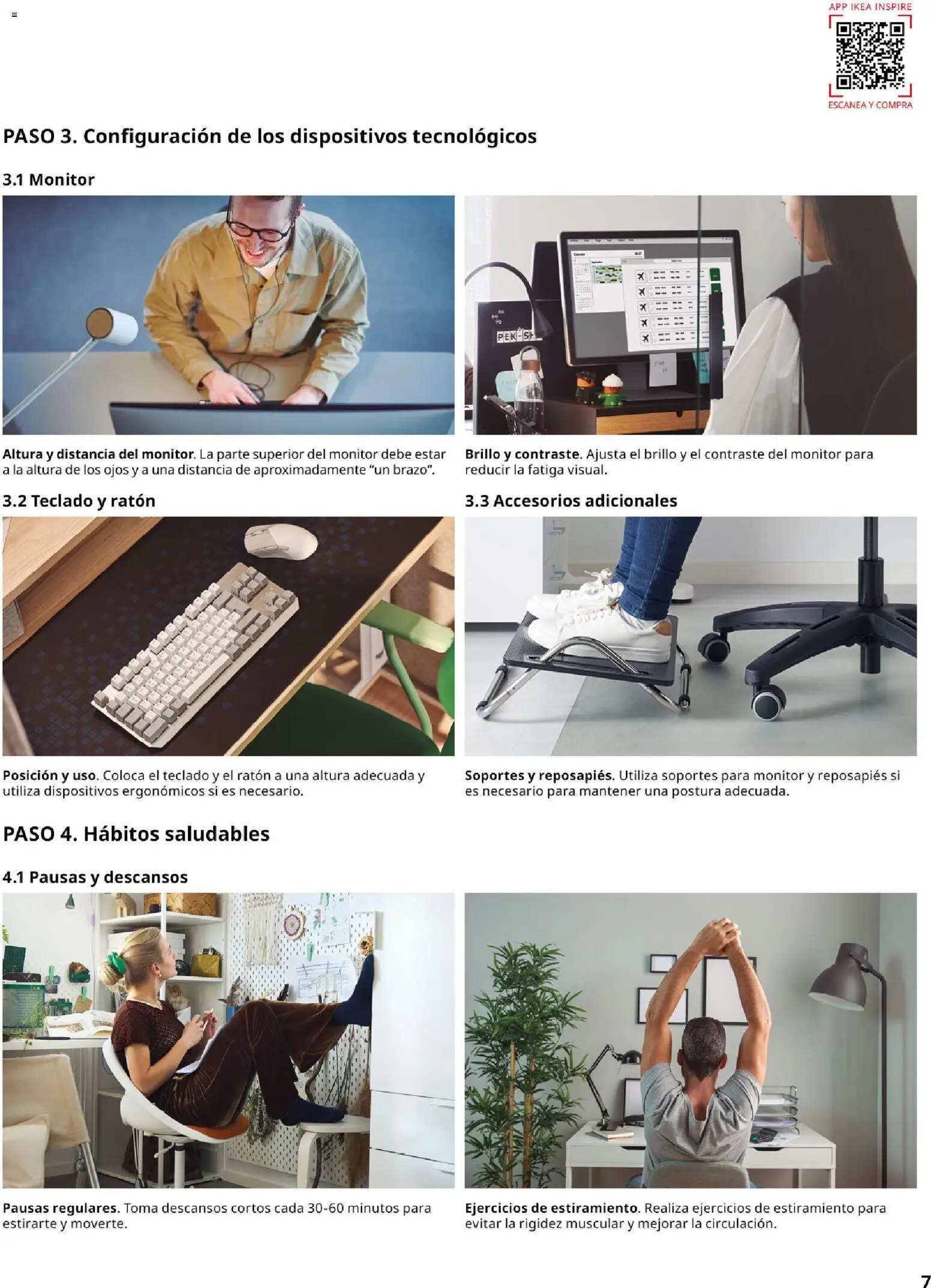Catálogo IKEA Oficina en casa │ válido desde el 01.02.2026 | Página: 7 | Productos: Reposapiés, Monitor, Teclado