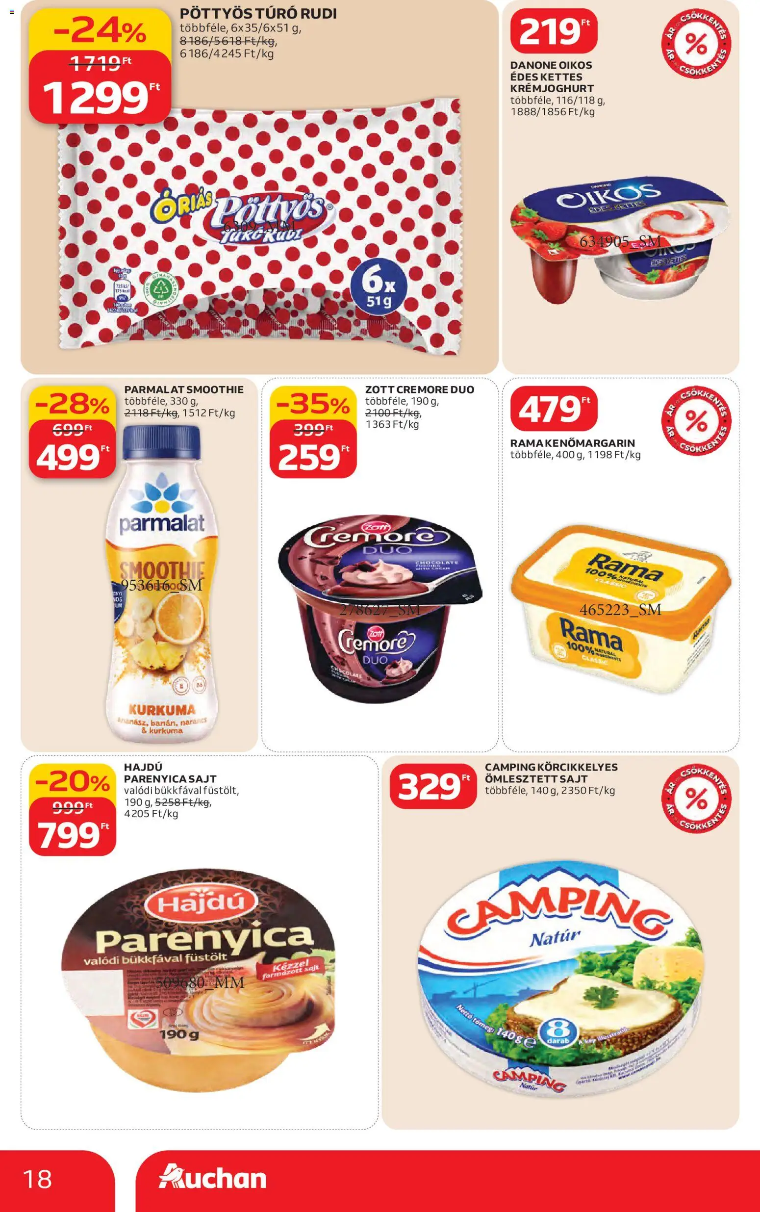Auchan akciós ujság - amely érvényes a következő dátumtól: 12.02.2026 | Oldal: 18 | Termékek: Túró rudi, Rama, Parenyica, Smoothie