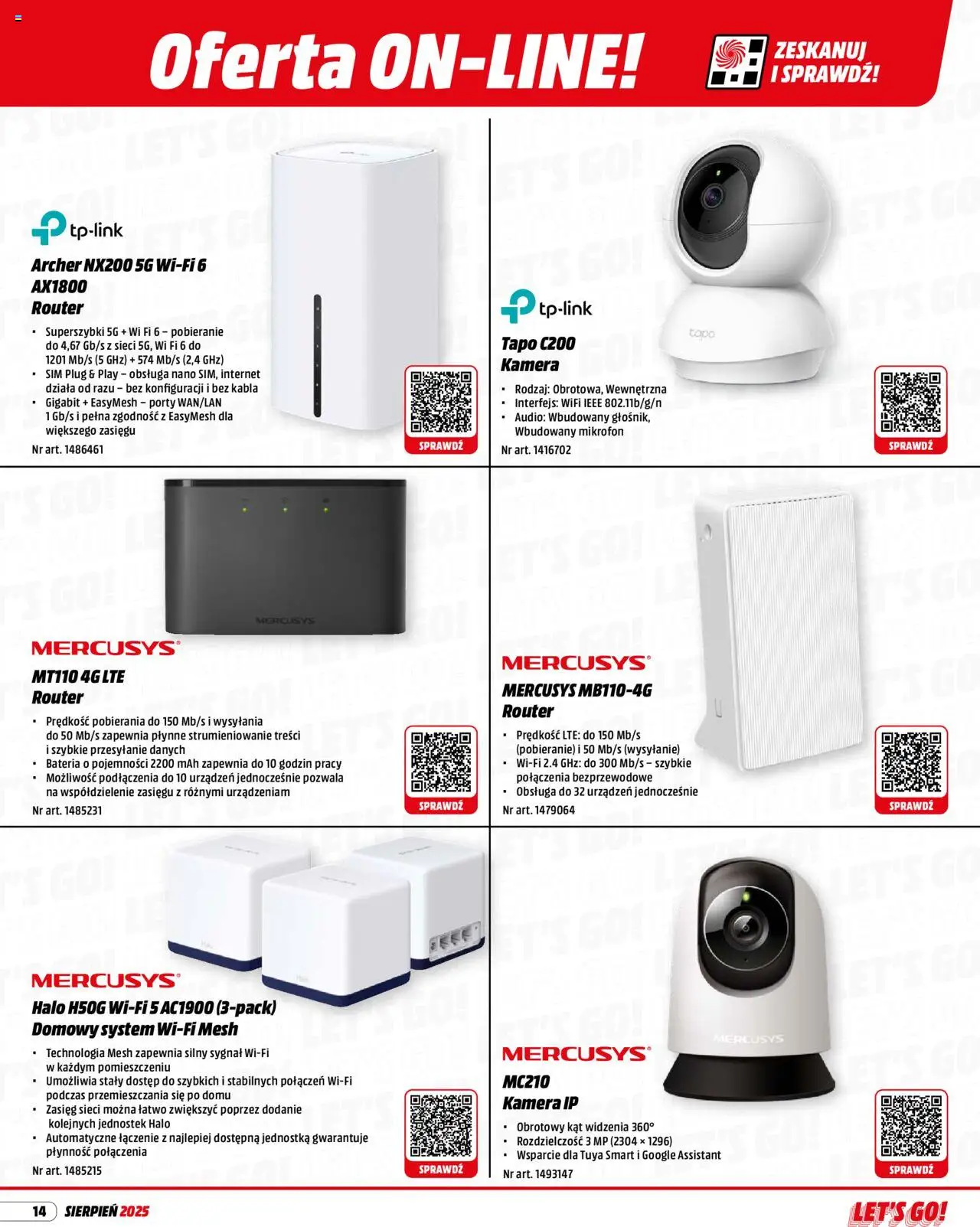 Media Markt promocje od 01.08.2025 | Strona: 14 | Produkty: Audio, Mikrofon, Bateria, Router