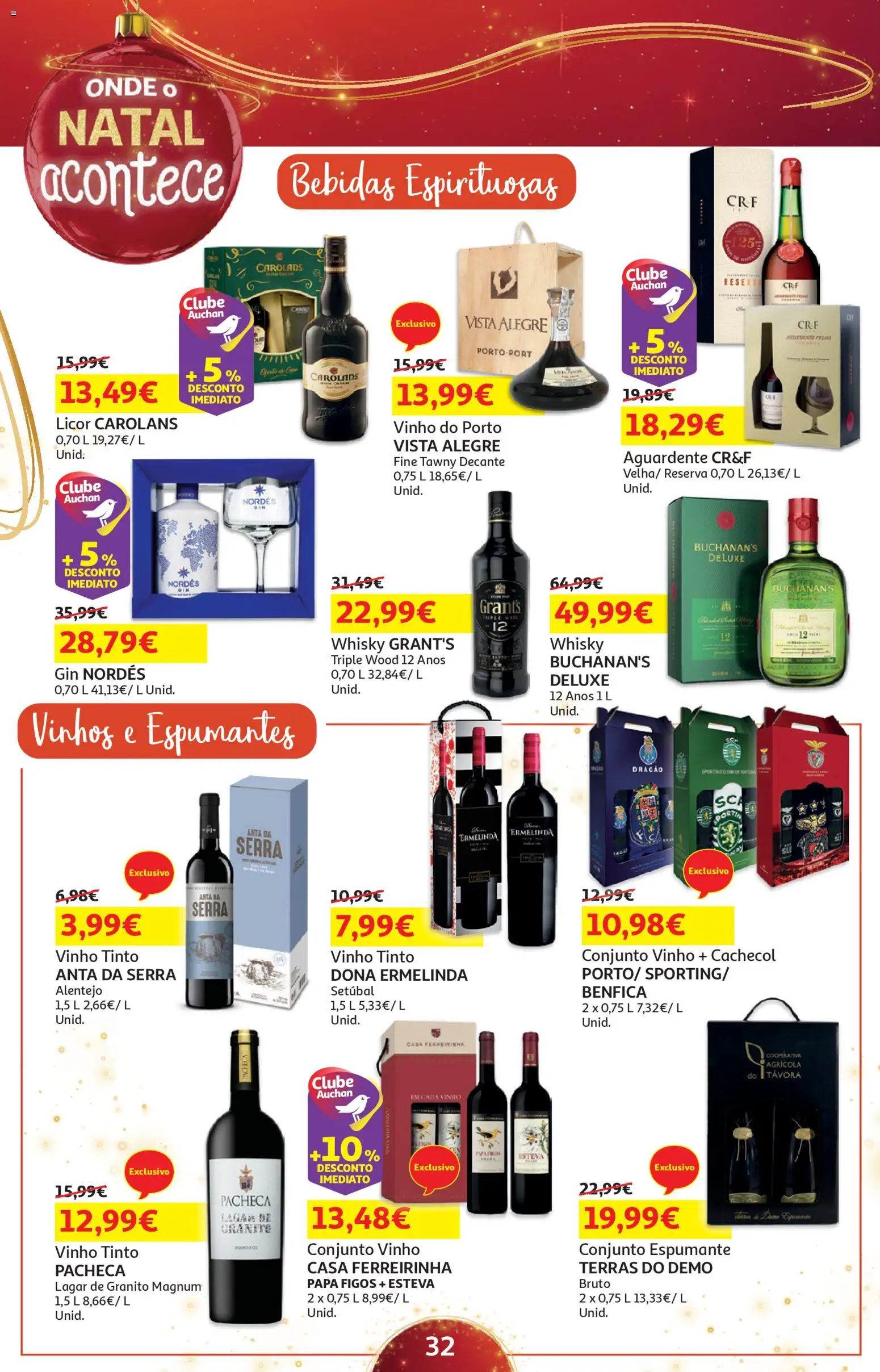 Auchan - Presentes │ válido de 01.11.2025 | Página: 32 | Produtos: Whisky, Licor, Vinho, Gin