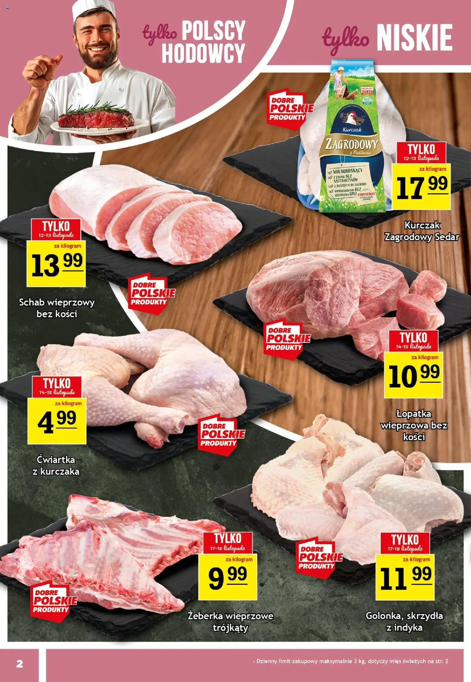 Gram Market Gazetka od 12.11.2025 | Strona: 2 | Produkty: Kurczak, Schab wieprzowy, Kurczak zagrodowy, Ćwiartka z kurczaka