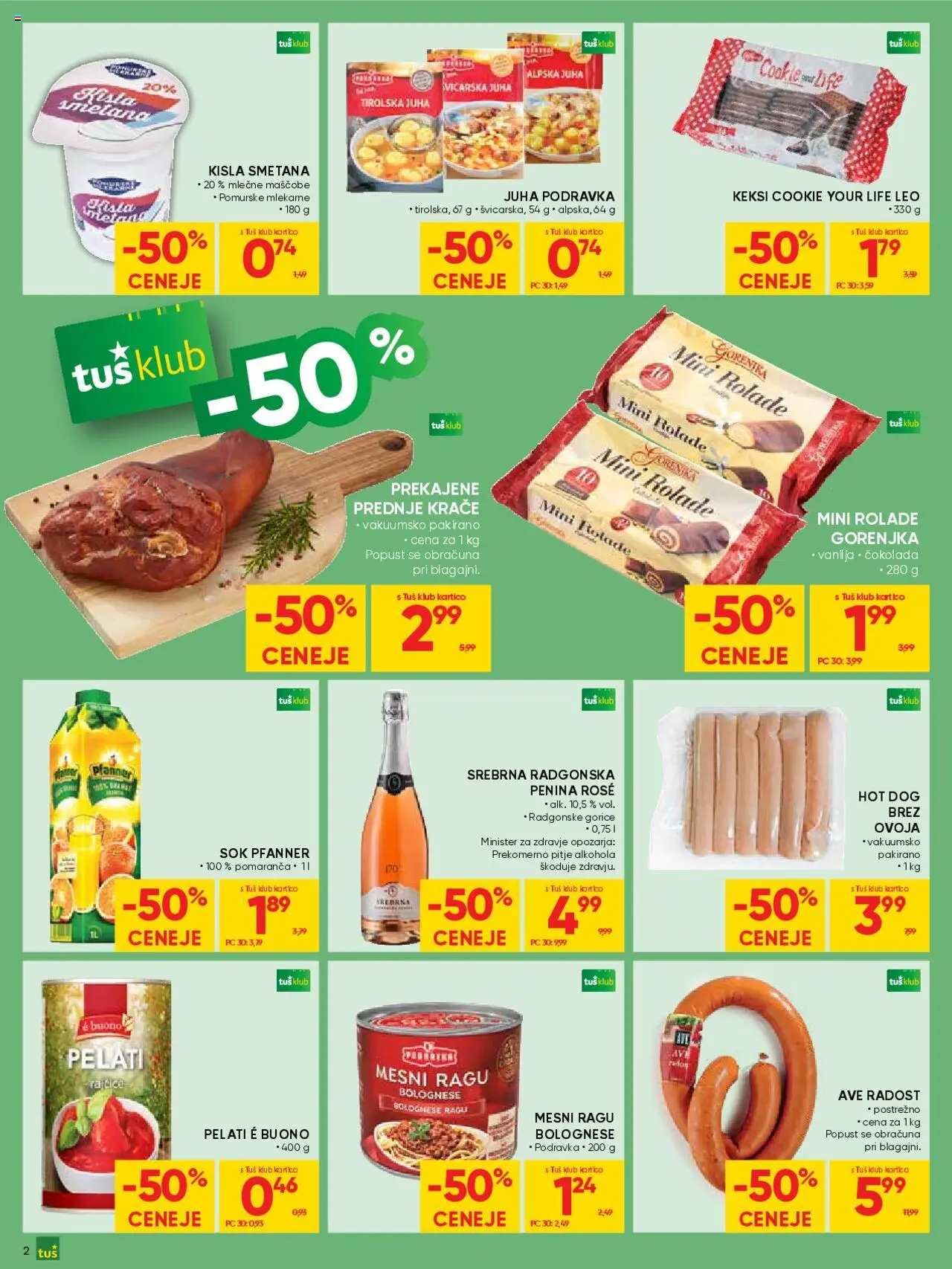 Novi Tuš katalog ponudbe – veljaven od 22.10.2025 | Stran: 2 | Izdelki: Keksi, Juha, Penina, Kisla smetana