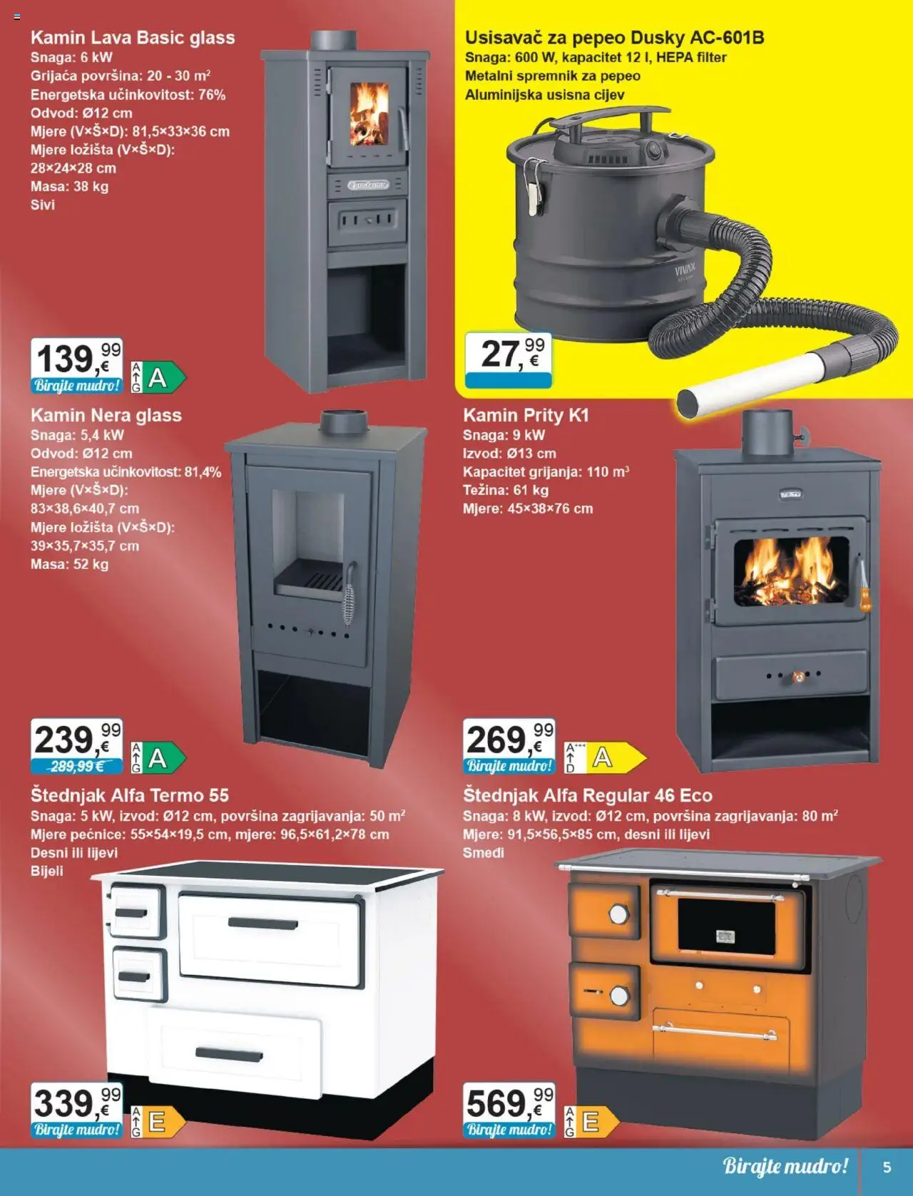 KTC katalog | vrijedi od 22.10.2025 | Stranica: 5 | Proizvodi: Usisavač, Kamin, Štednjak
