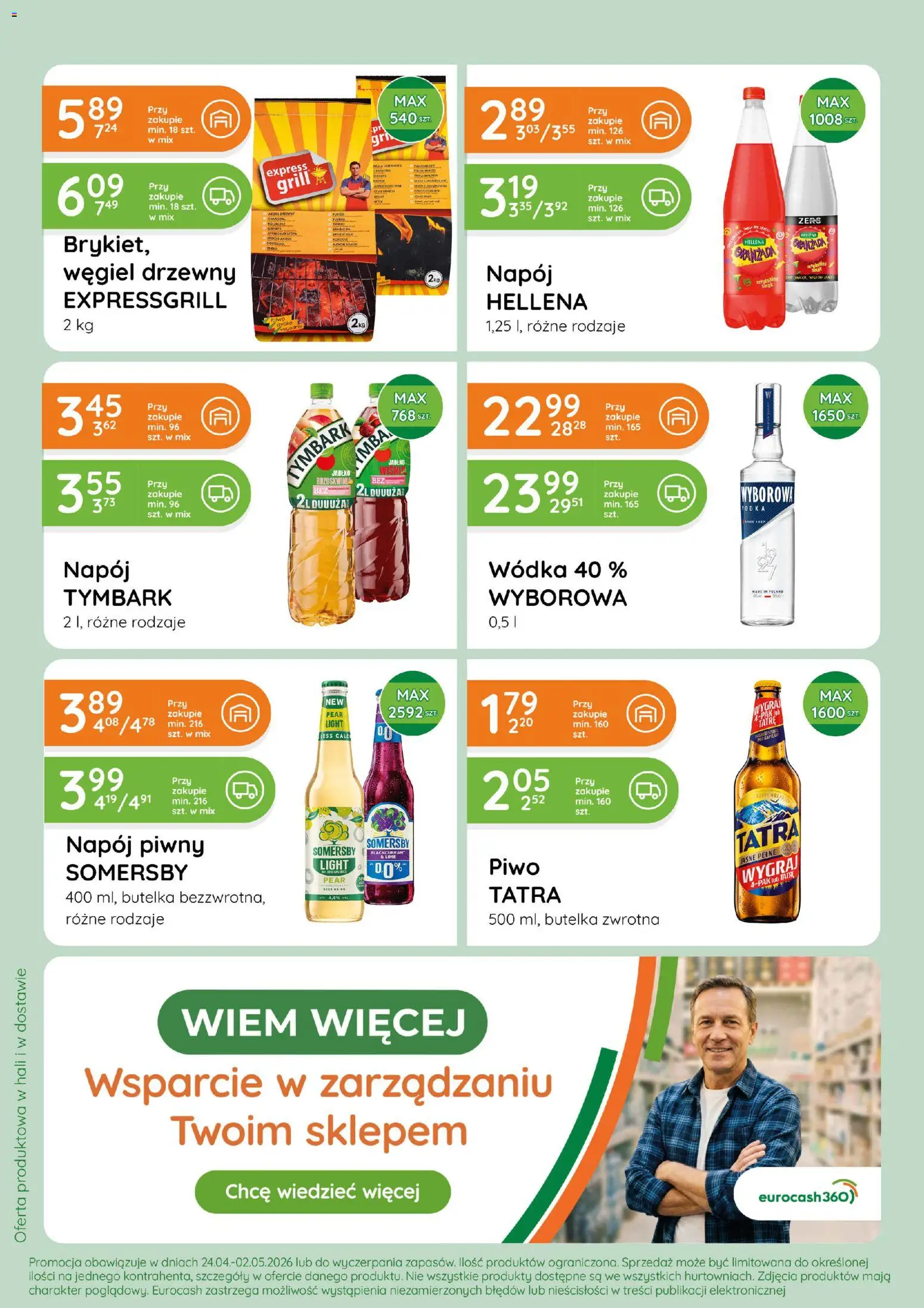 Eurocash gazetka - 6 na 7 dni majówki od 24.04.2026 | Strona: 2 | Produkty: Brzoskwinia, Grill, Somersby, Wódka