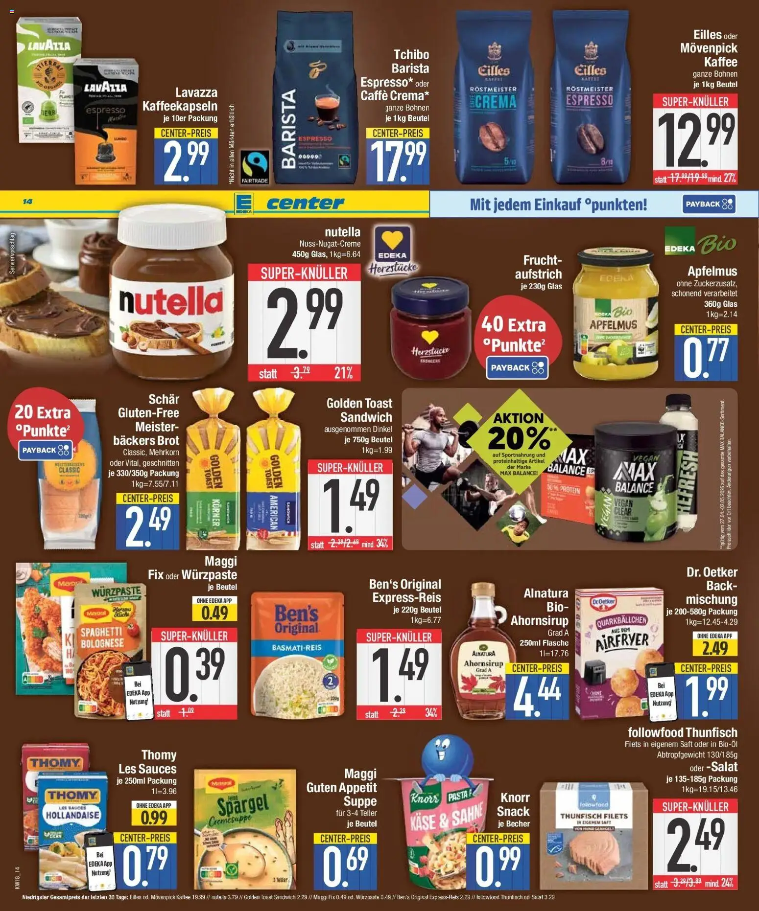 E center Prospekt Schwabmünchen	 – gültig ab 27.04.2026 | Seite: 18 | Produkte: Maggi, Nutella, Movenpick kaffee, Saft