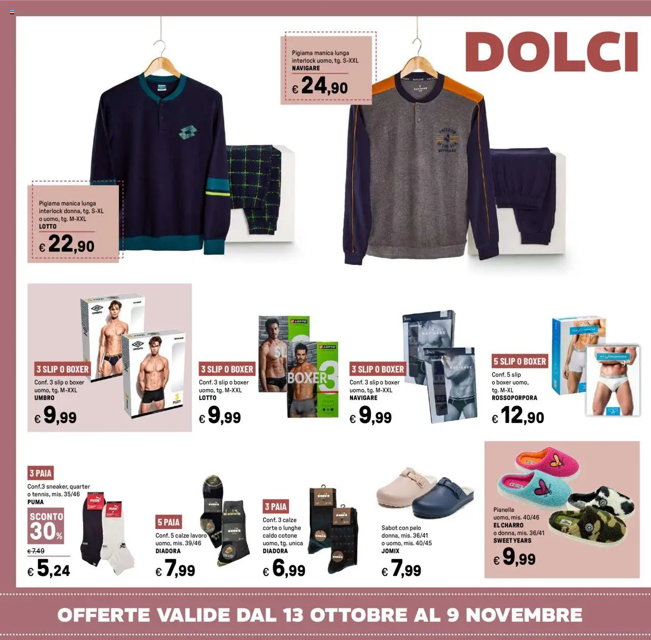 Volantino Iper del 13.10.2025 | Pagina: 38 | Prodotti: Pigiama, Slip, Boxer, Sabot