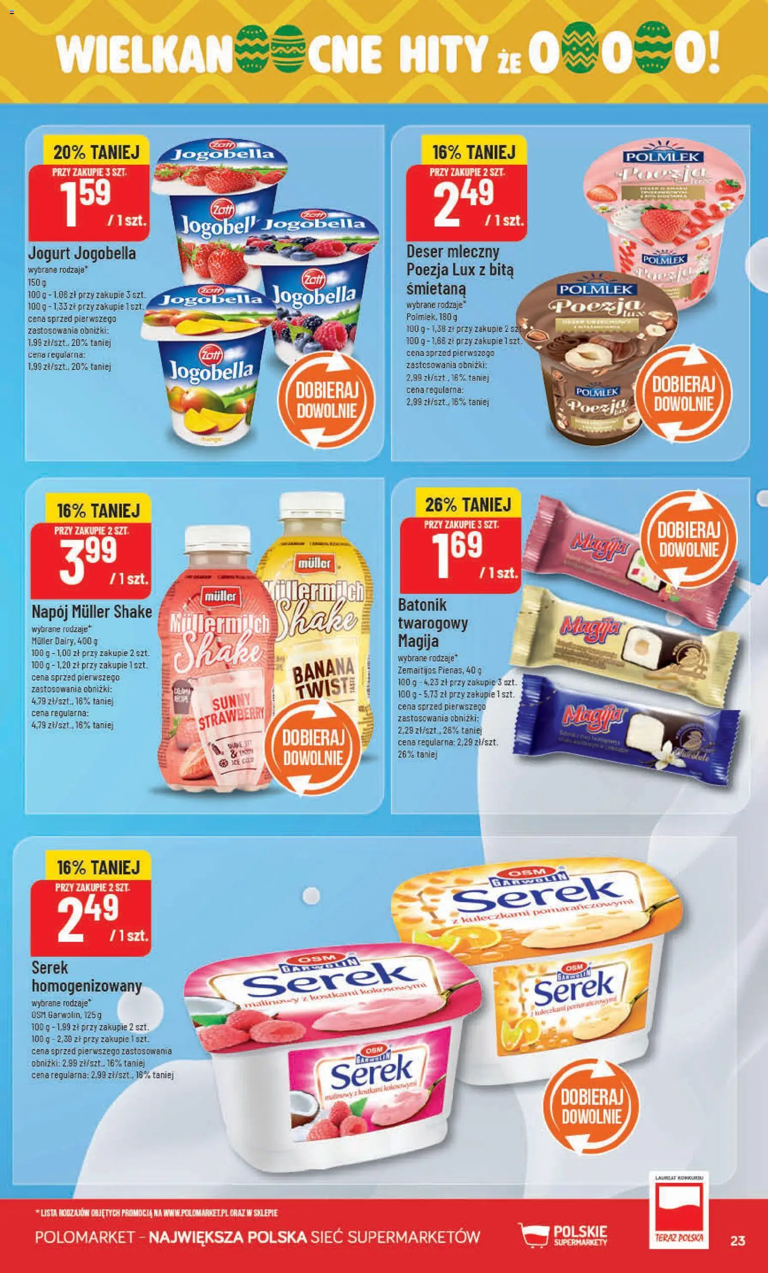 POLOmarket gazetka od 11.03.2026 | Strona: 23 | Produkty: Serek homogenizowany, Serek, Jogurt, Śmietana