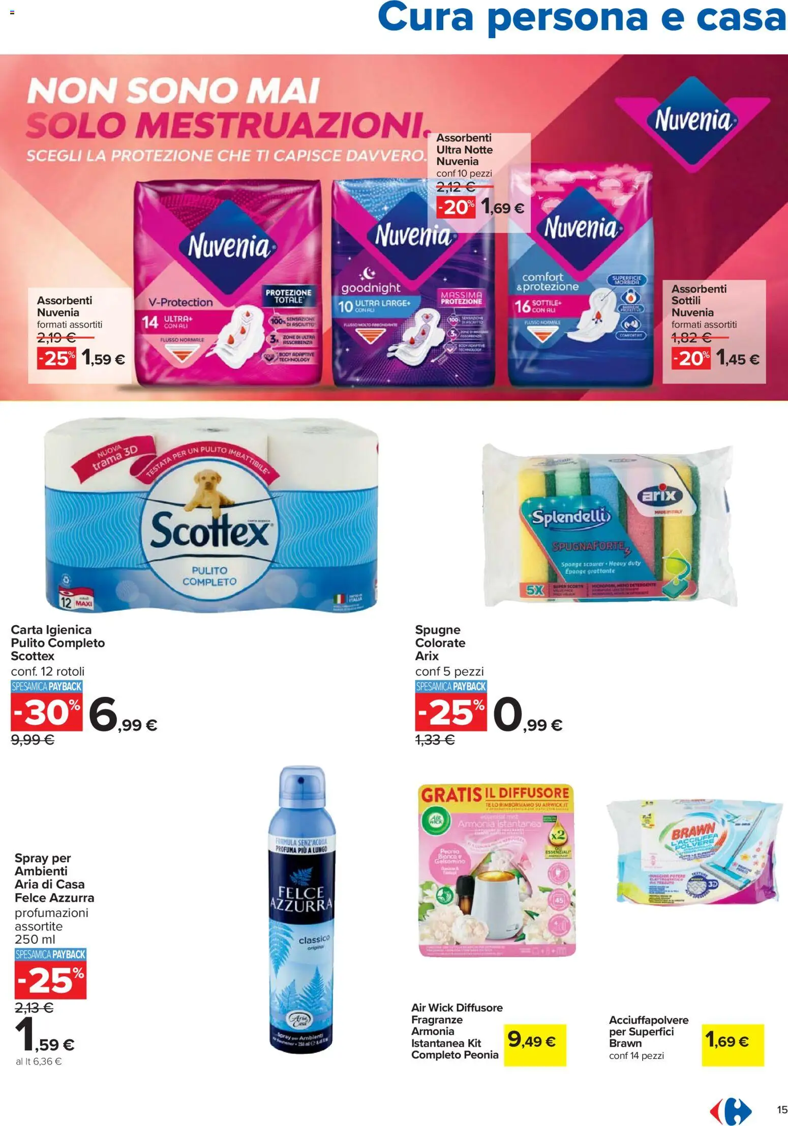 Volantino Carrefour del 27.11.2025 | Pagina: 15 | Prodotti: Carta igienica, Detergente, Tè