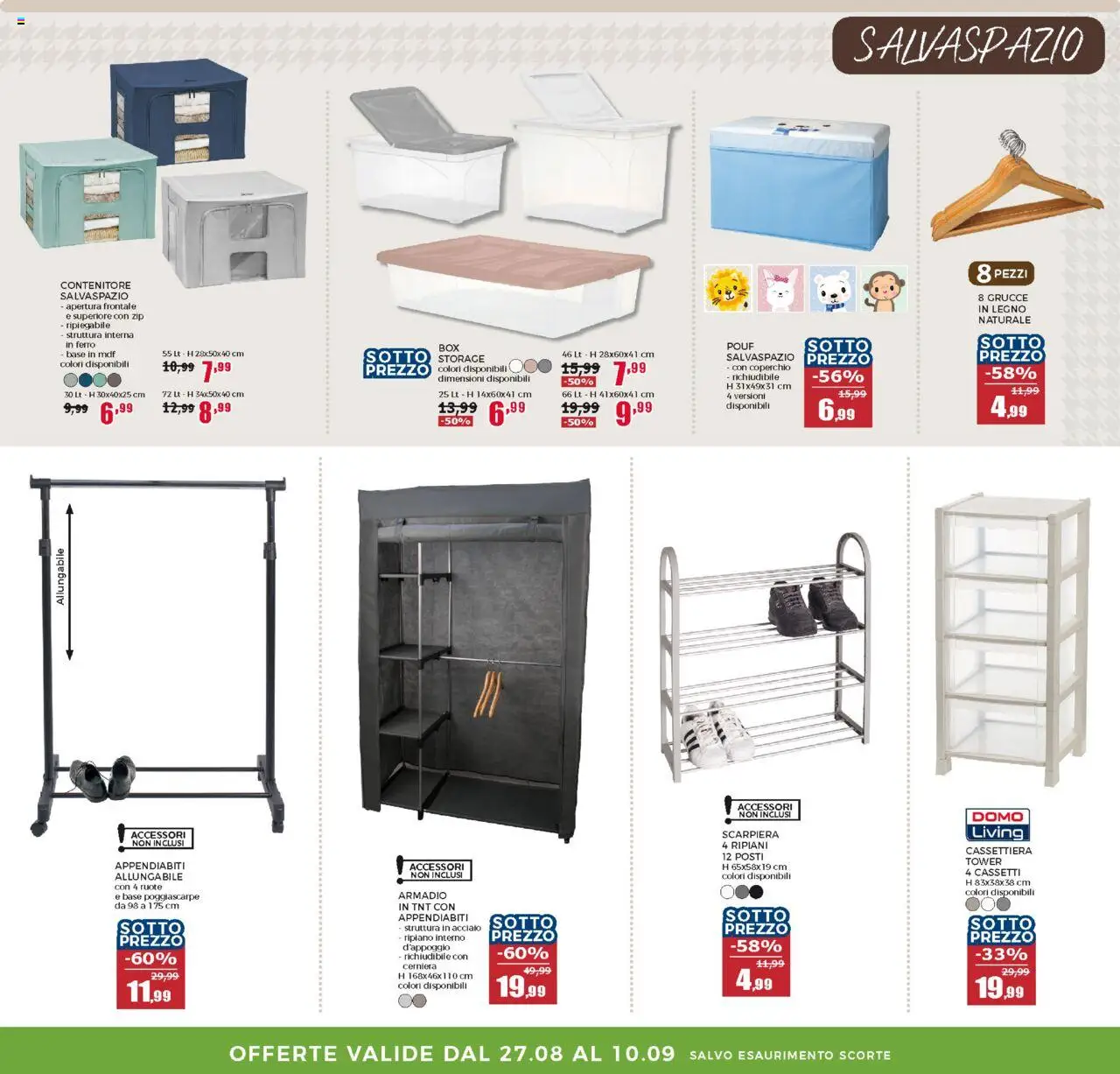 Volantino Happy Casa del 27.08.2025 | Pagina: 8 | Prodotti: Scarpiera, Armadio, Appendiabiti, Grucce