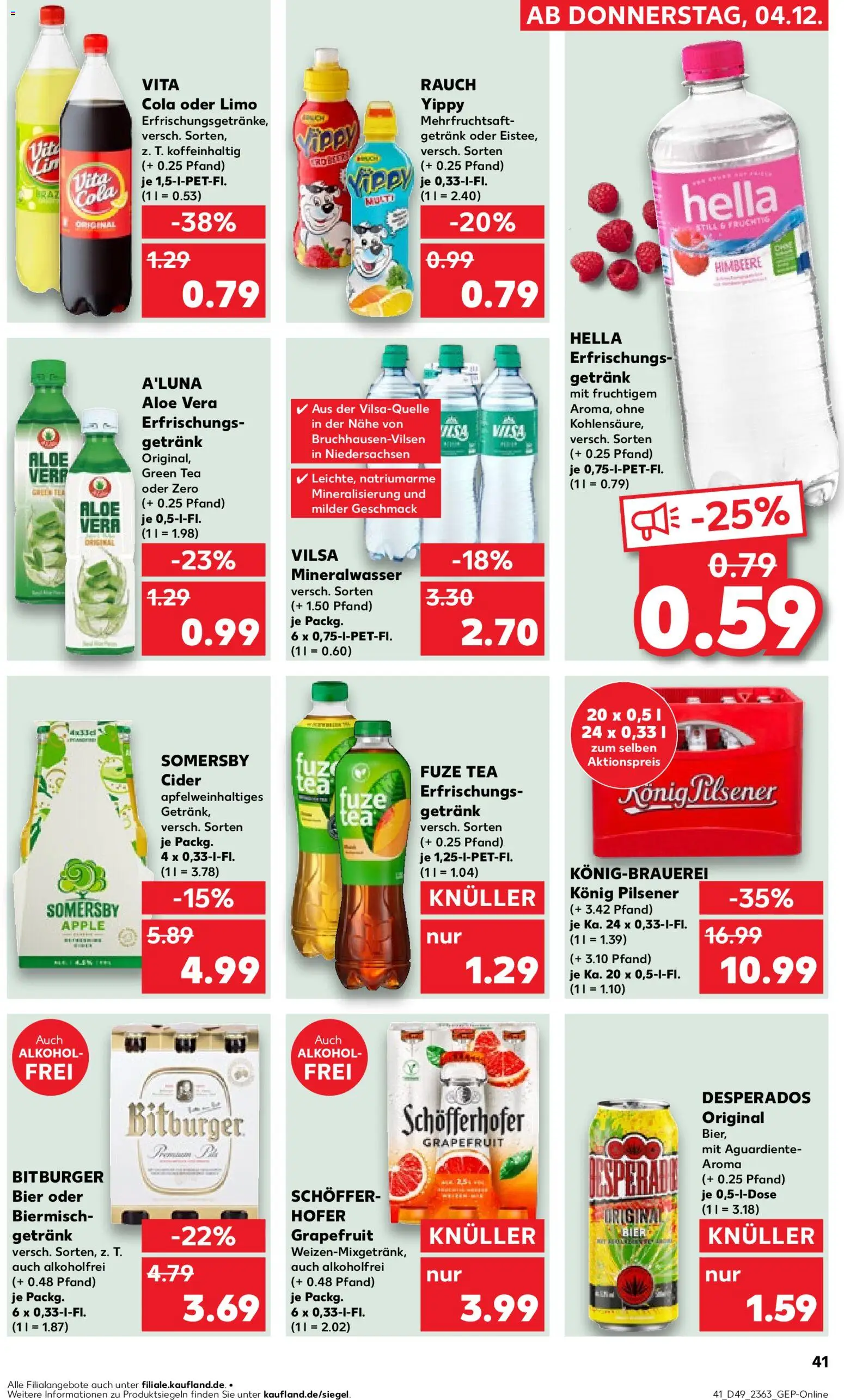 Kaufland prospekt Bremen	 – gültig ab 04.12.2025 | Seite: 41 | Produkte: Bitburger, Apple, Vita cola, Himbeere