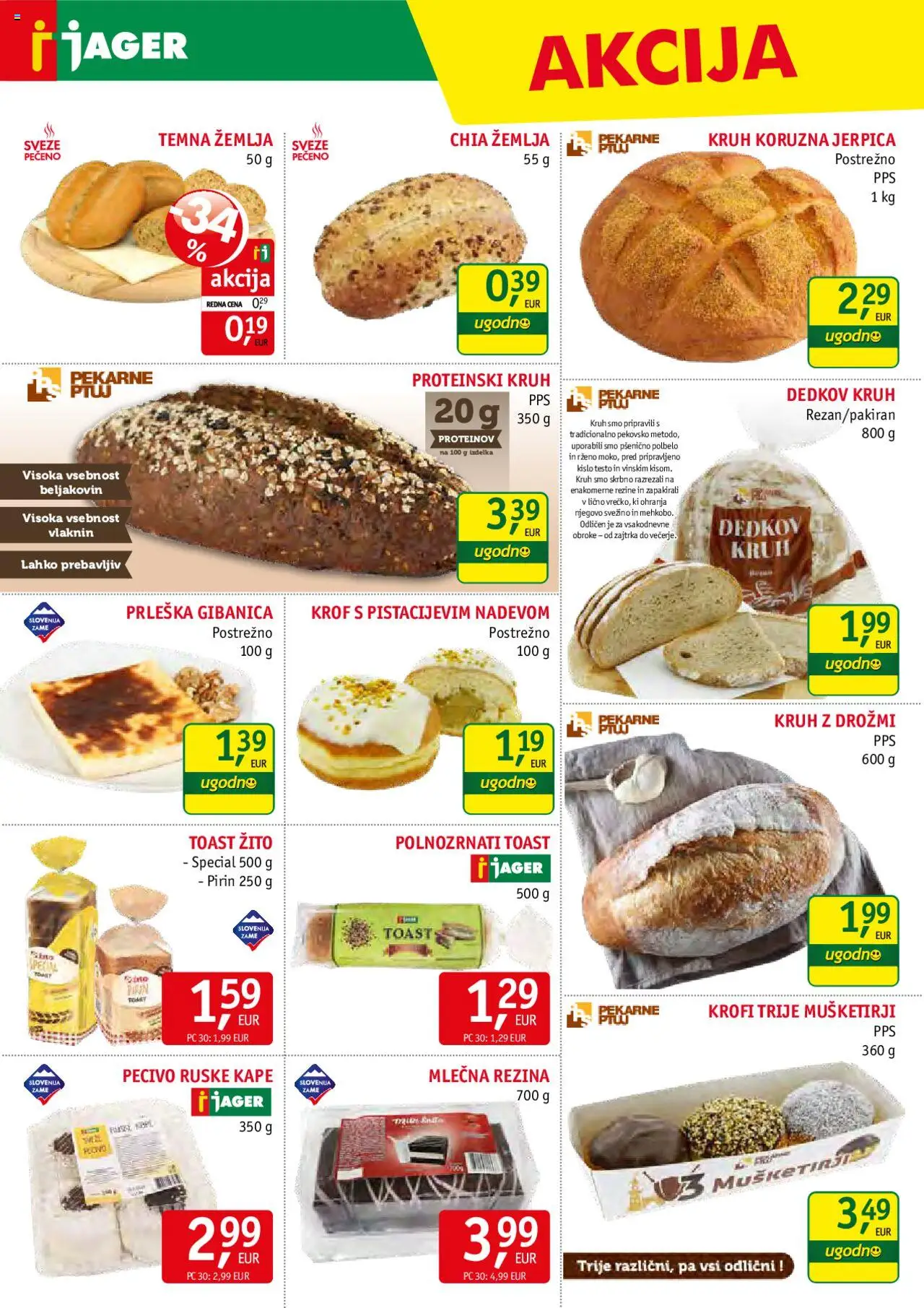 Jager katalog │ velja od 20.08.2025 | Stran: 6 | Izdelki: Mlečna rezina, Žemlja, Toast, Kruh