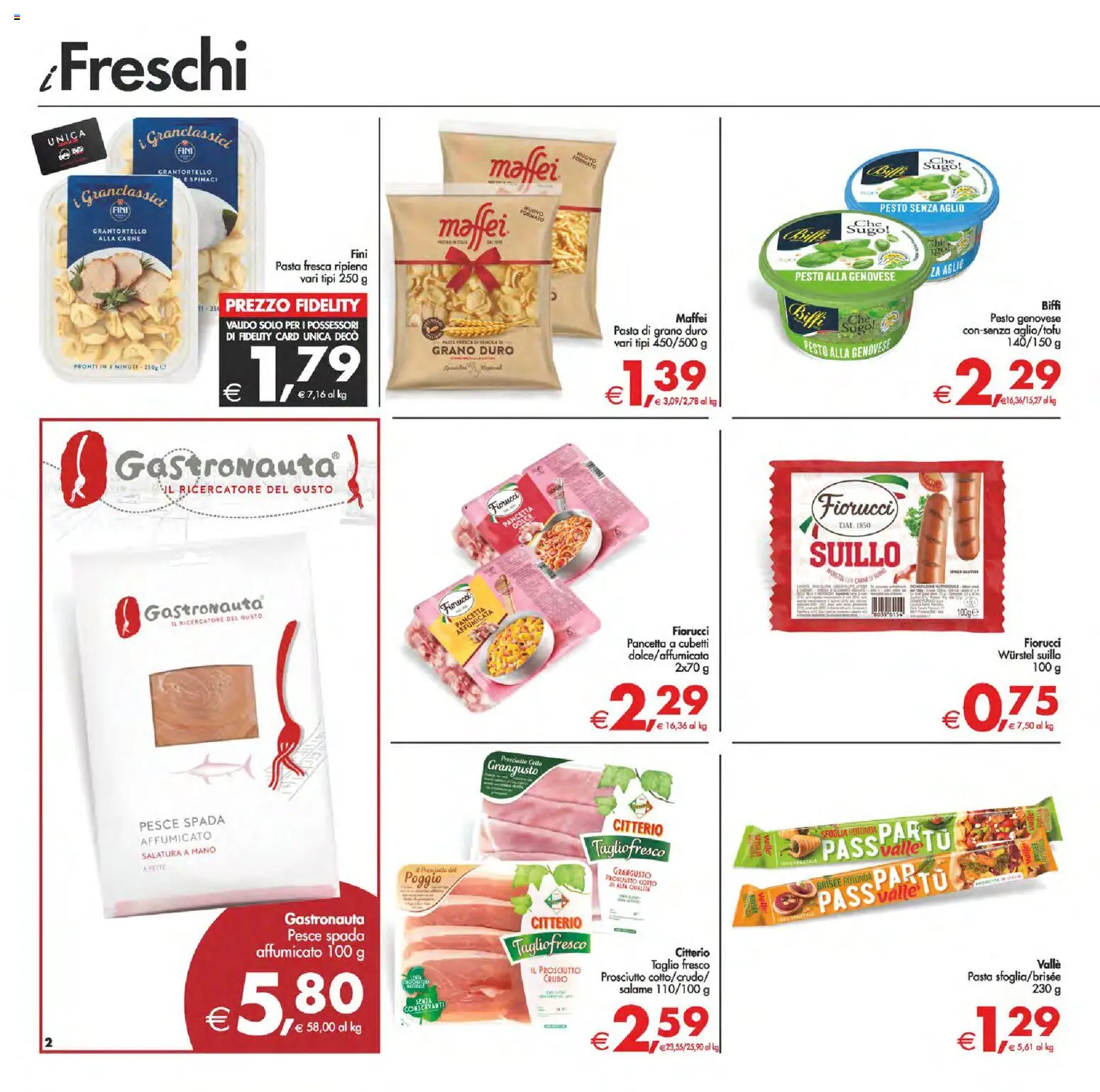 Volantino Decò del 25.11.2025 | Pagina: 2 | Prodotti: Prosciutto Cotto, Aglio, Pasta, Pesce spada