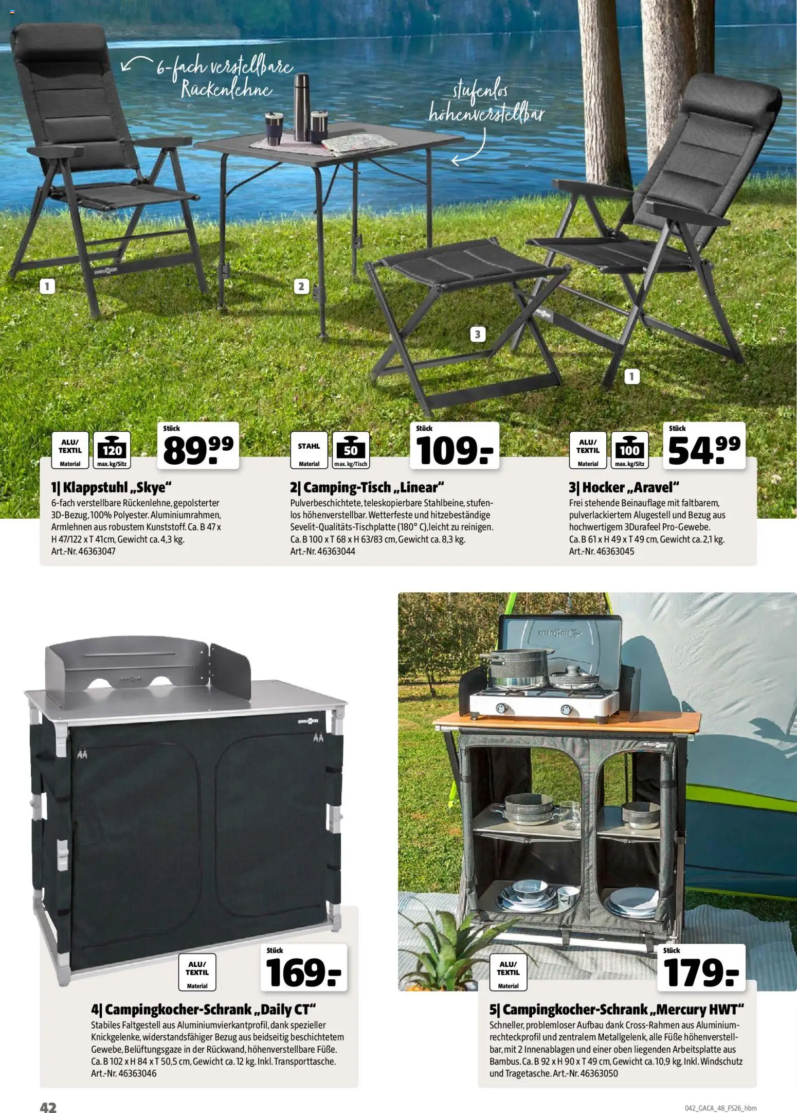 Hagebau Gartenmöbelsortiment – gültig ab 02.03.2026 | Seite: 42 | Produkte: Gewicht, Hocker