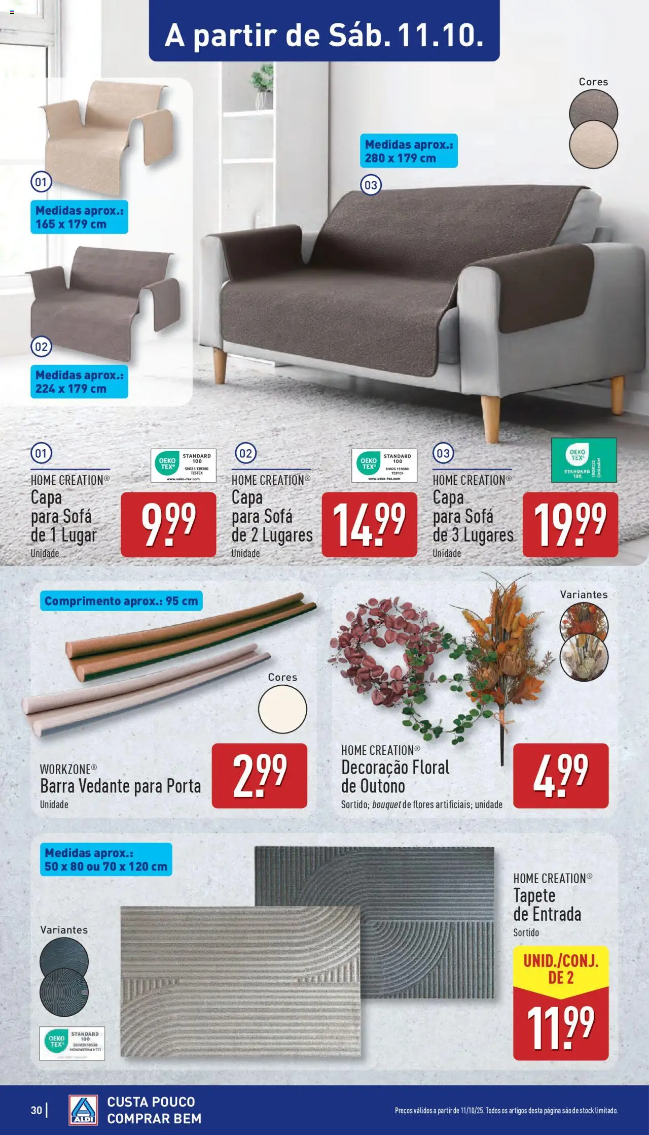 Aldi folheto │ válido de 06.10.2025 | Página: 30 | Produtos: Porta, Flores, Capa para sofá, Sofá