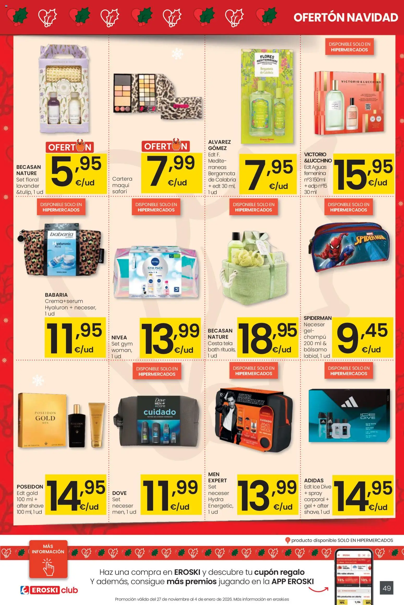 Eroski - Ofertón Navidad  │ válido desde el 27.11.2025 | Página: 49 | Productos: Champú, Cesta, Neceser