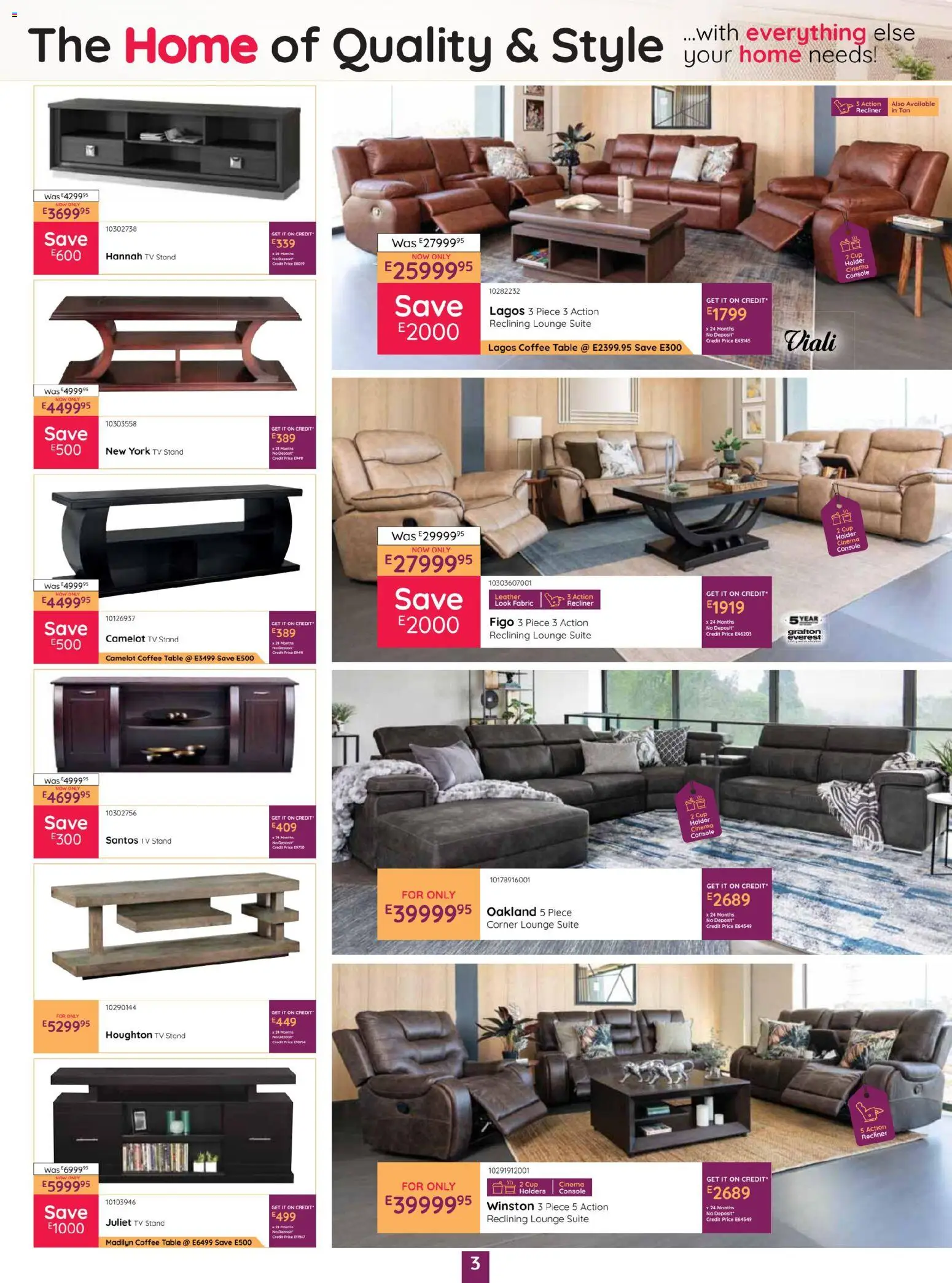 New Bradlows catalogue – valid from 29.12.2025 | Page: 3 | Products: TV, Coffee table, Table, Lounge suite