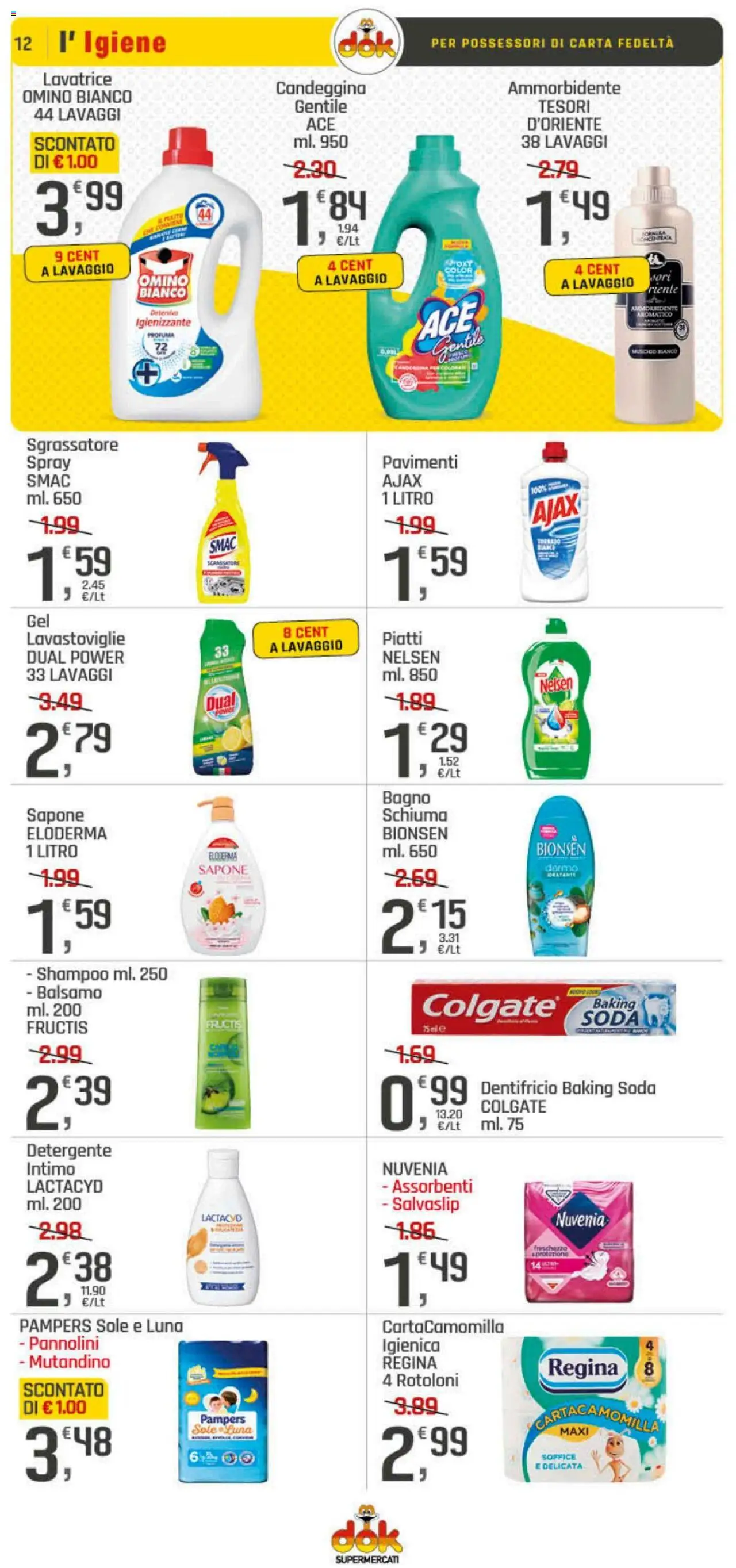 Volantino DOK del 23.10.2025 | Pagina: 12 | Prodotti: Ammorbidente, Detergente, Intimo, Pampers