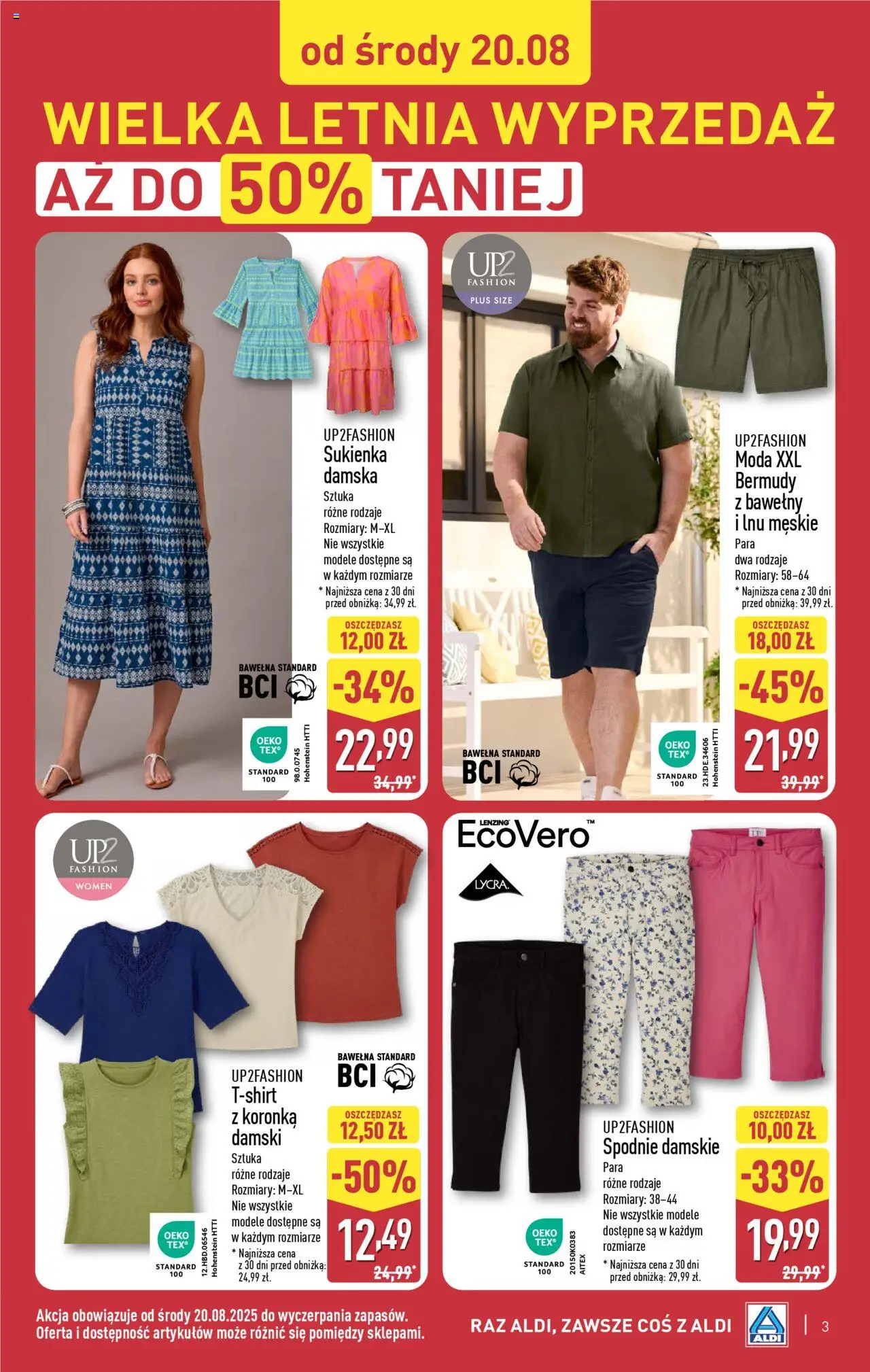Aldi Gazetka - Wyprzedaż od 20.08.2025 | Strona: 3 | Produkty: Spodnie, Sukienka