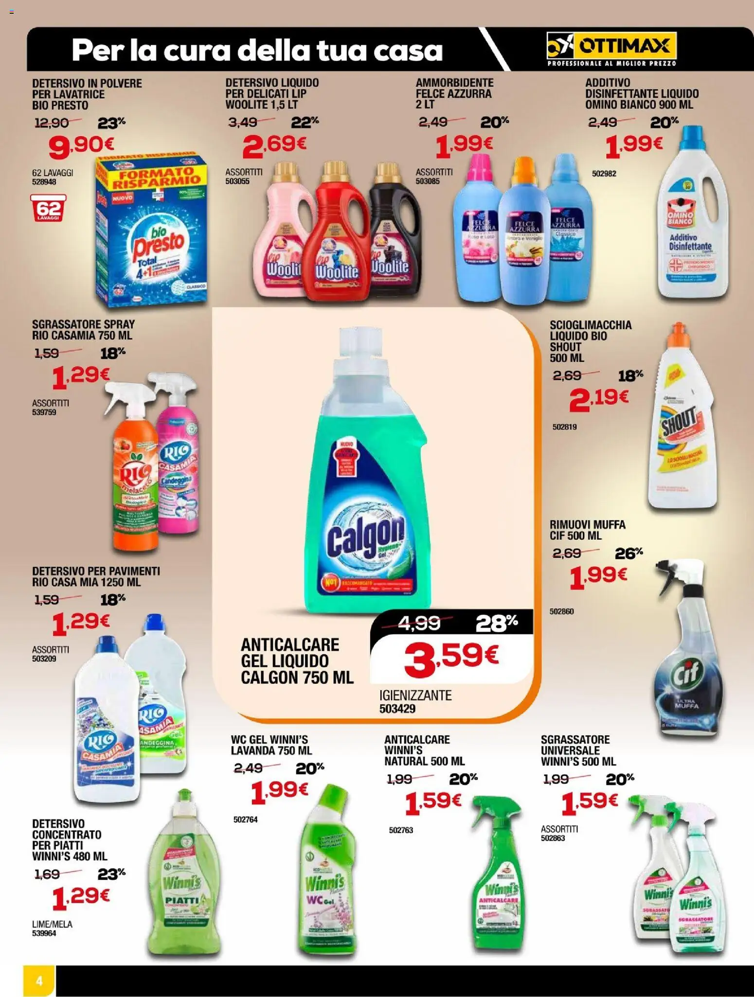 Volantino Ottimax del 05.02.2026 | Pagina: 8 | Prodotti: Detersivo in polvere, Anticalcare, Sgrassatore, Lavatrice