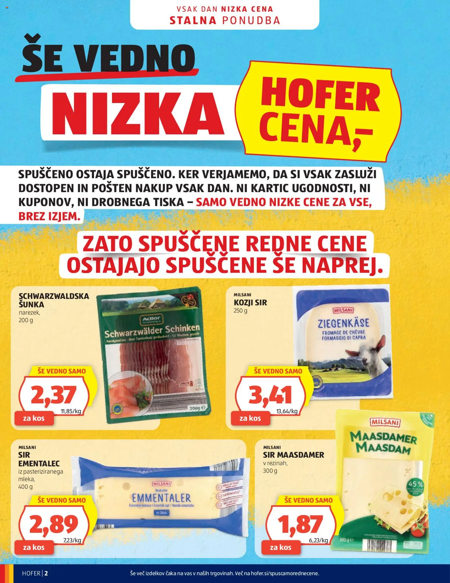 Novi Hofer katalog ponudbe – veljaven od 08.04.2026 | Stran: 2 | Izdelki: Ementalec, Kos, Sir, Sunka